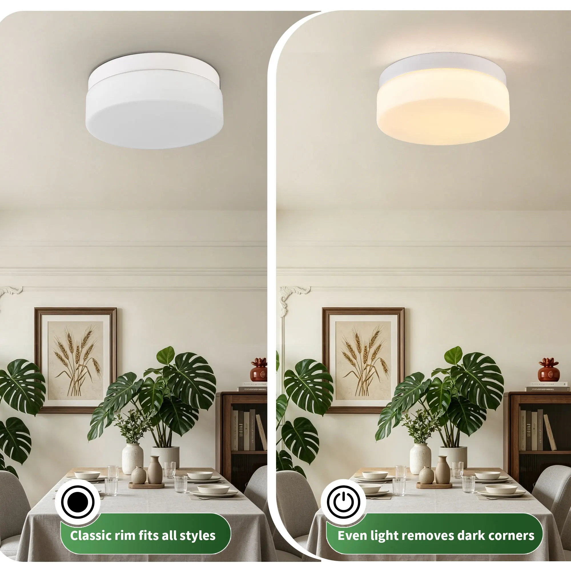 Modern White Flush Mount Ceiling Light, 12 in · Dimmable, image 4 of 14