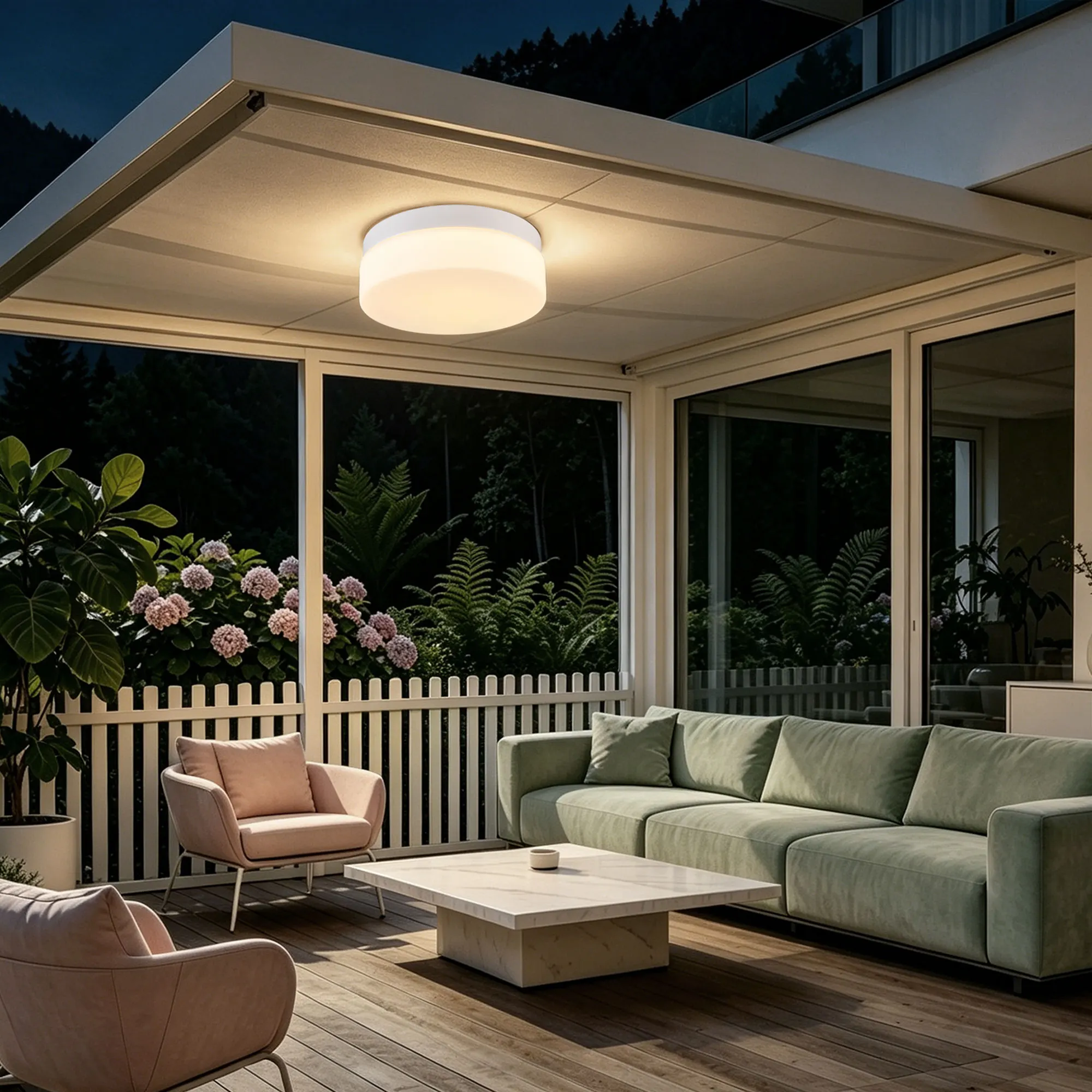 Modern White Flush Mount Ceiling Light, 12 in · Dimmable, image 7 of 14