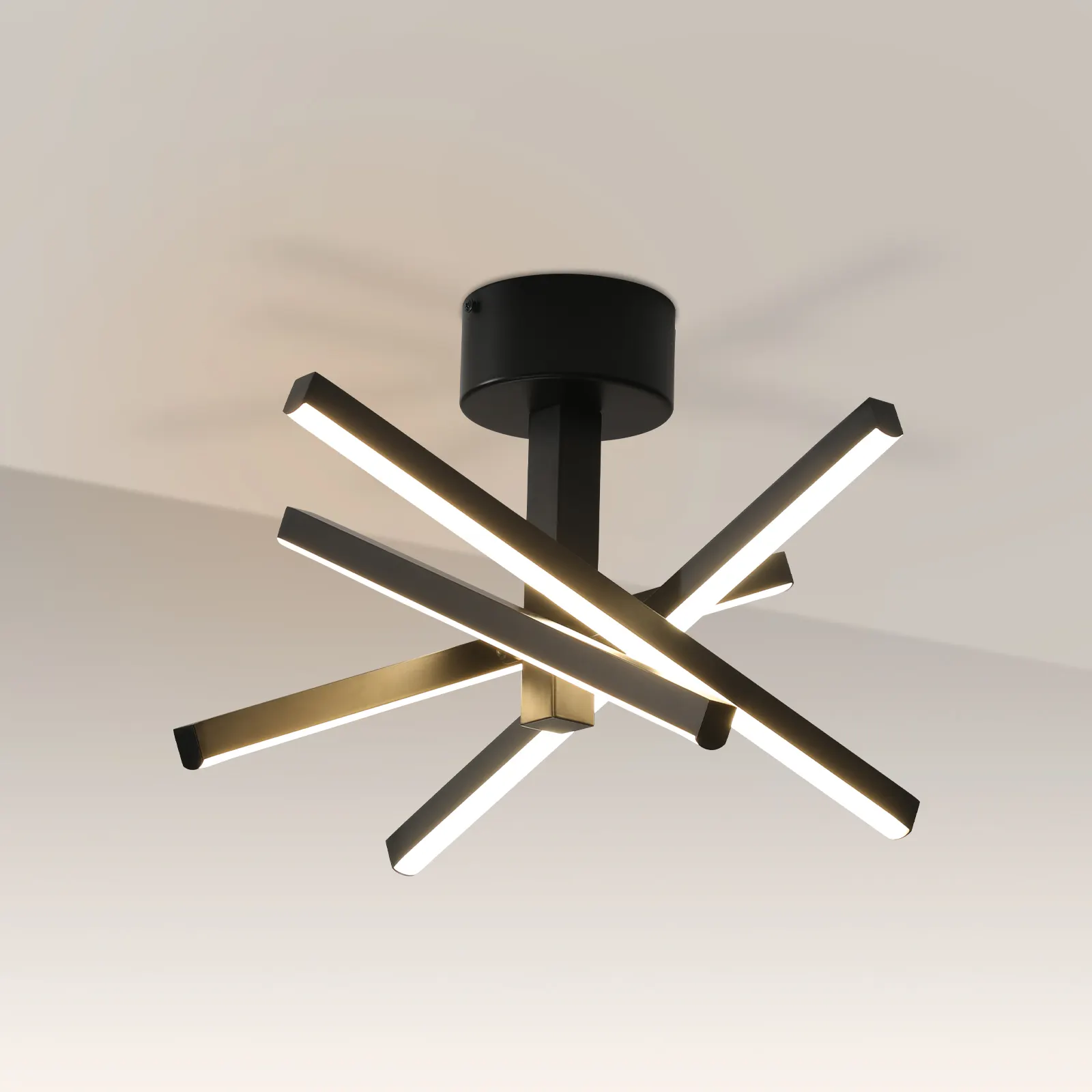 Modern Black Flush Mount Ceiling Light, 12 in · Integrated LED, image 4 of 4