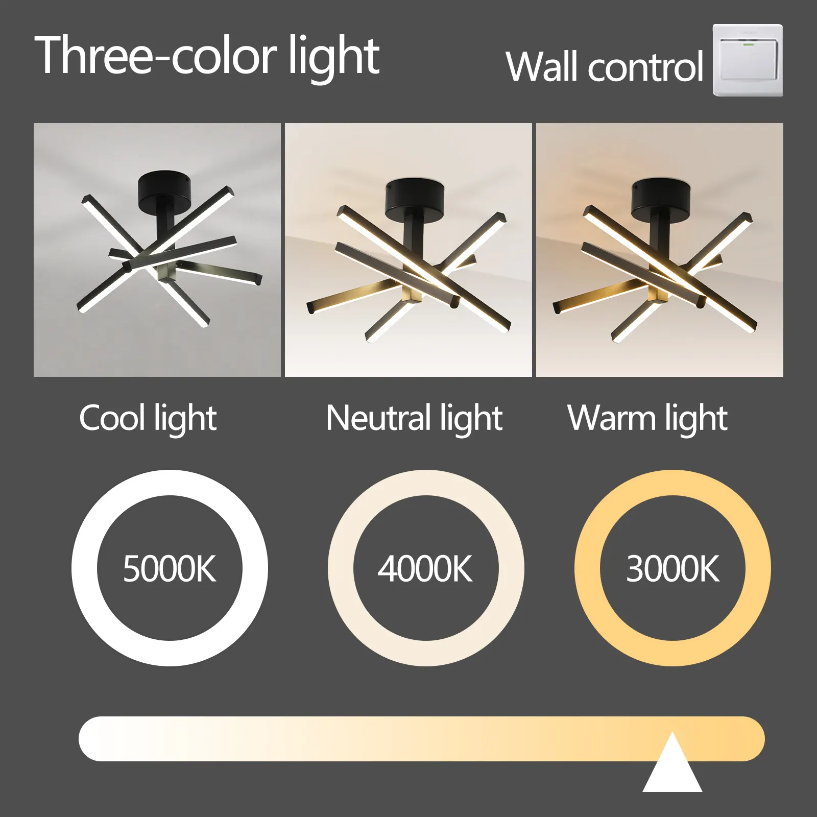 Modern Black Flush Mount Ceiling Light, 12 in · Integrated LED, image 2 of 4