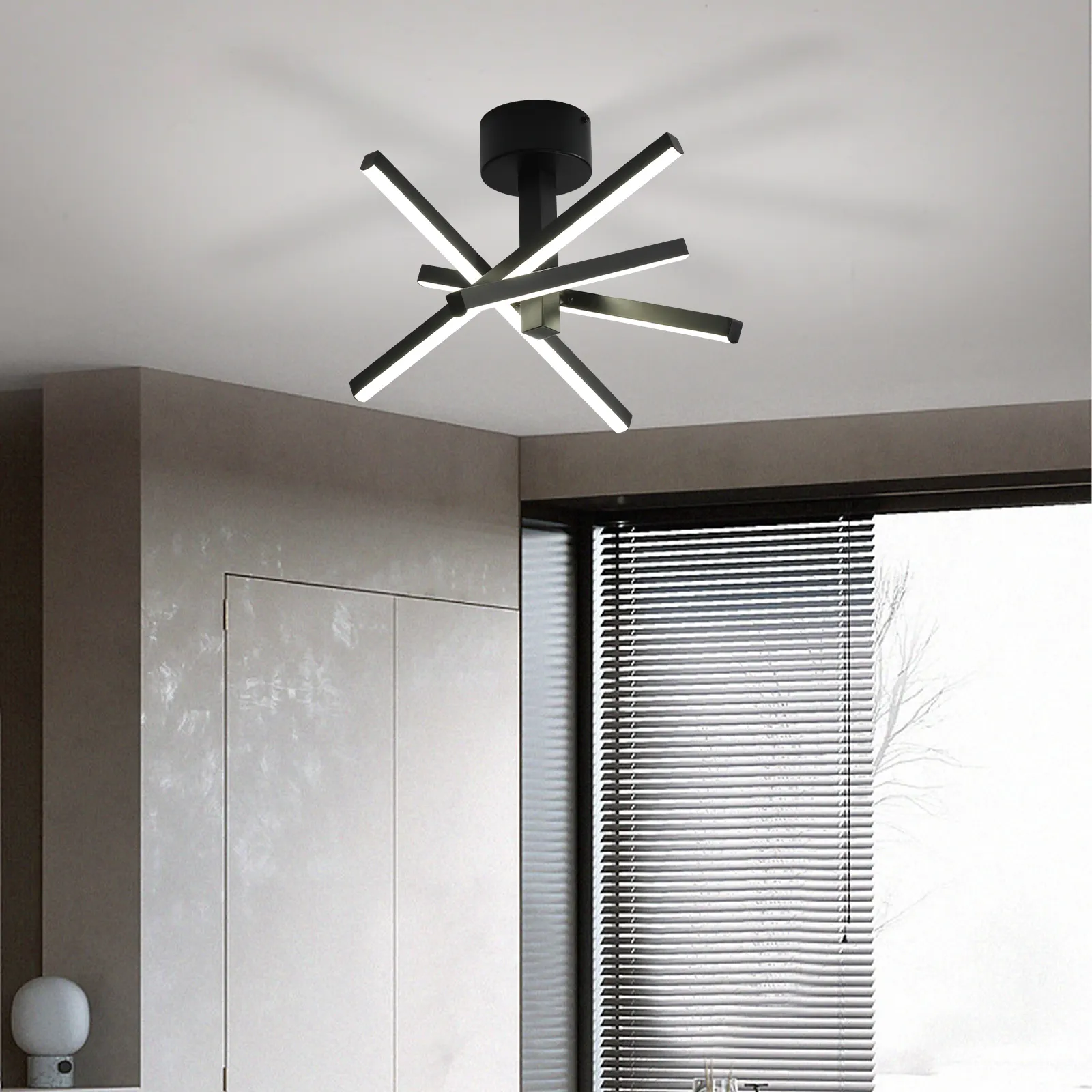 Modern Black Flush Mount Ceiling Light, 12 in · Integrated LED