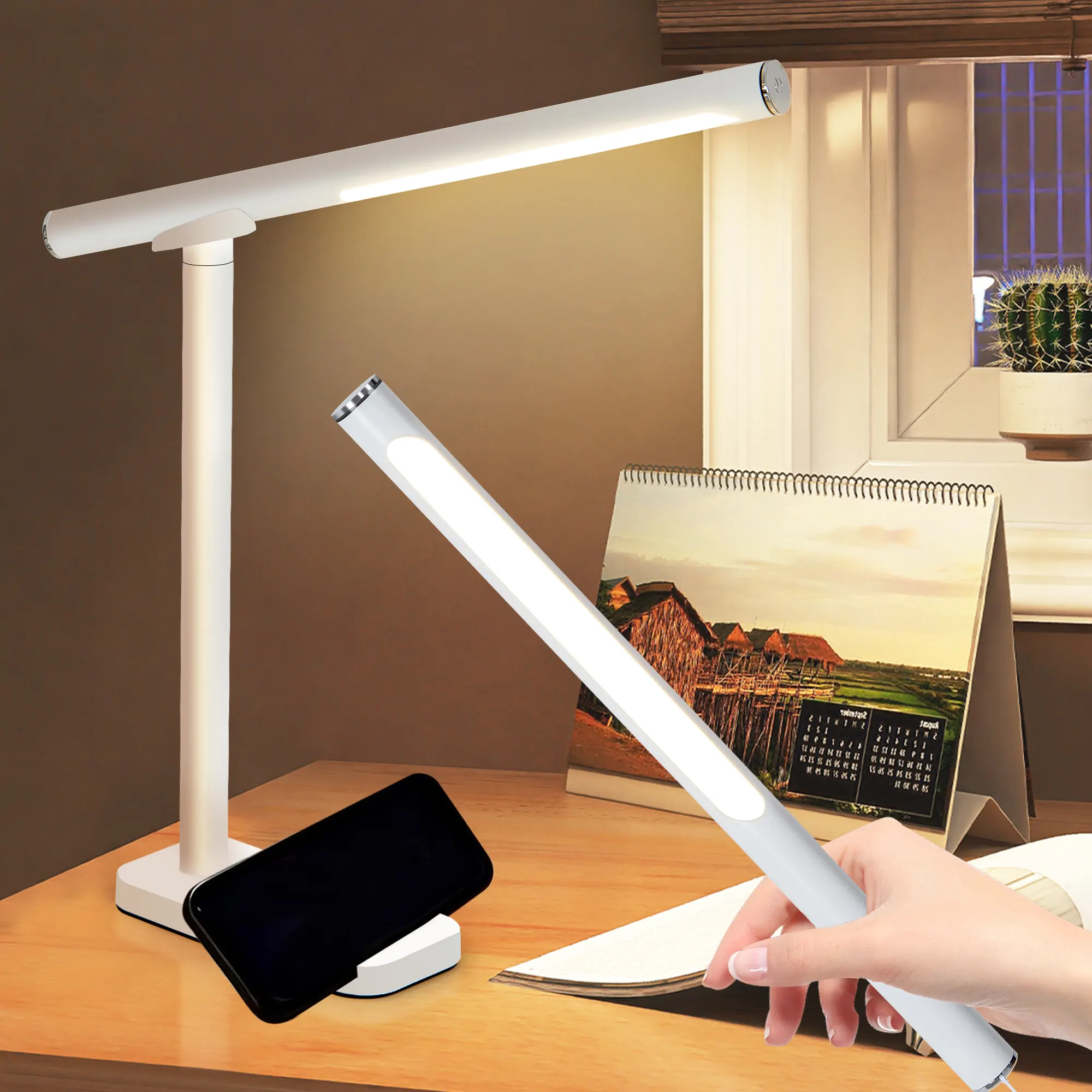 White Desk Lamp, 14.8 in · Dimmable