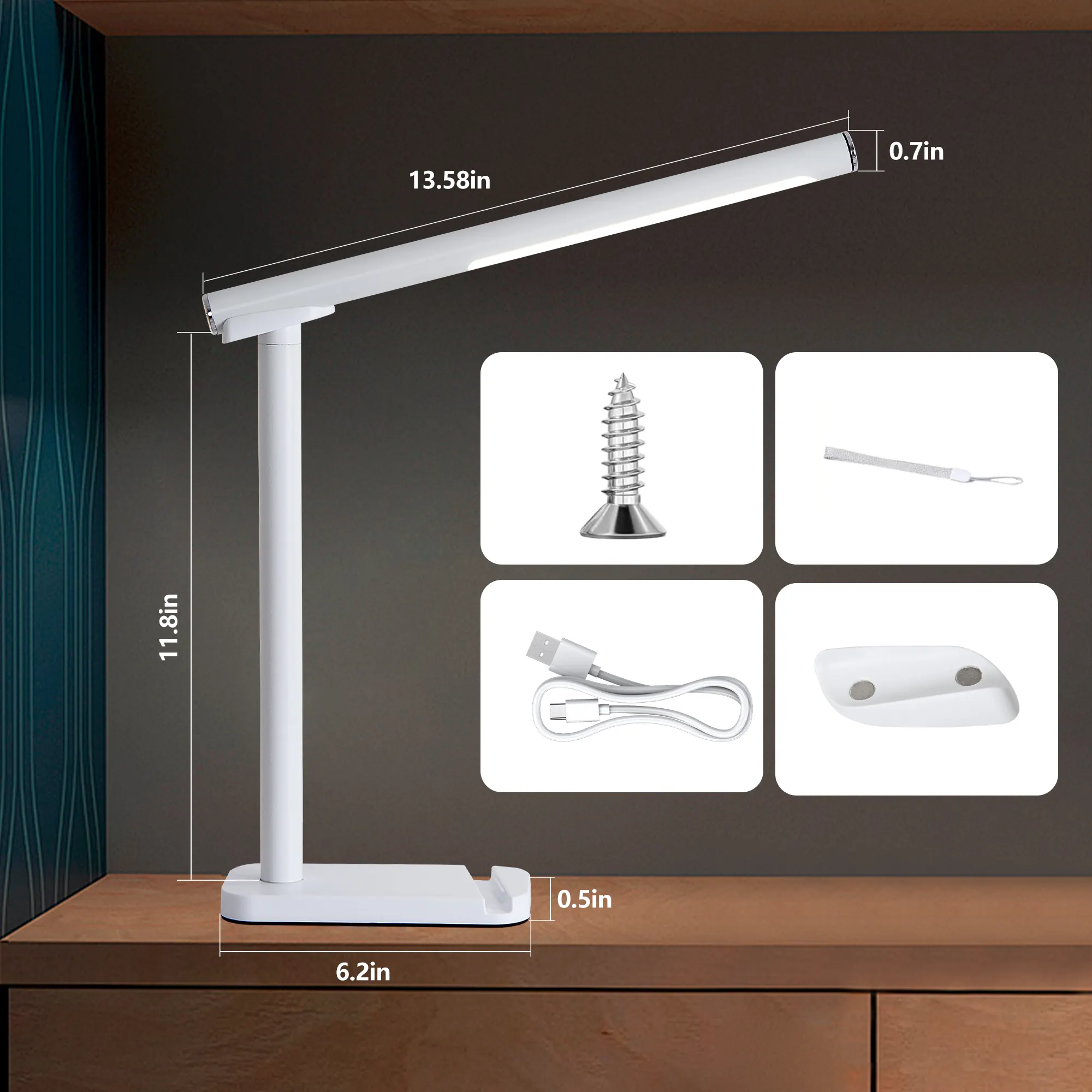 White Desk Lamp, 14.8 in · Dimmable, image 5 of 8