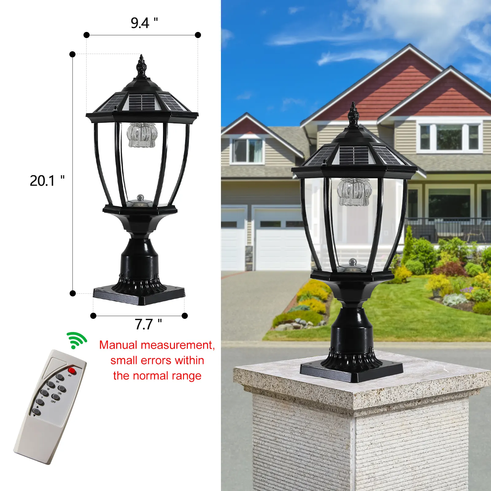 Black Glass Outdoor Lantern, 20 in · Solar, image 2 of 10