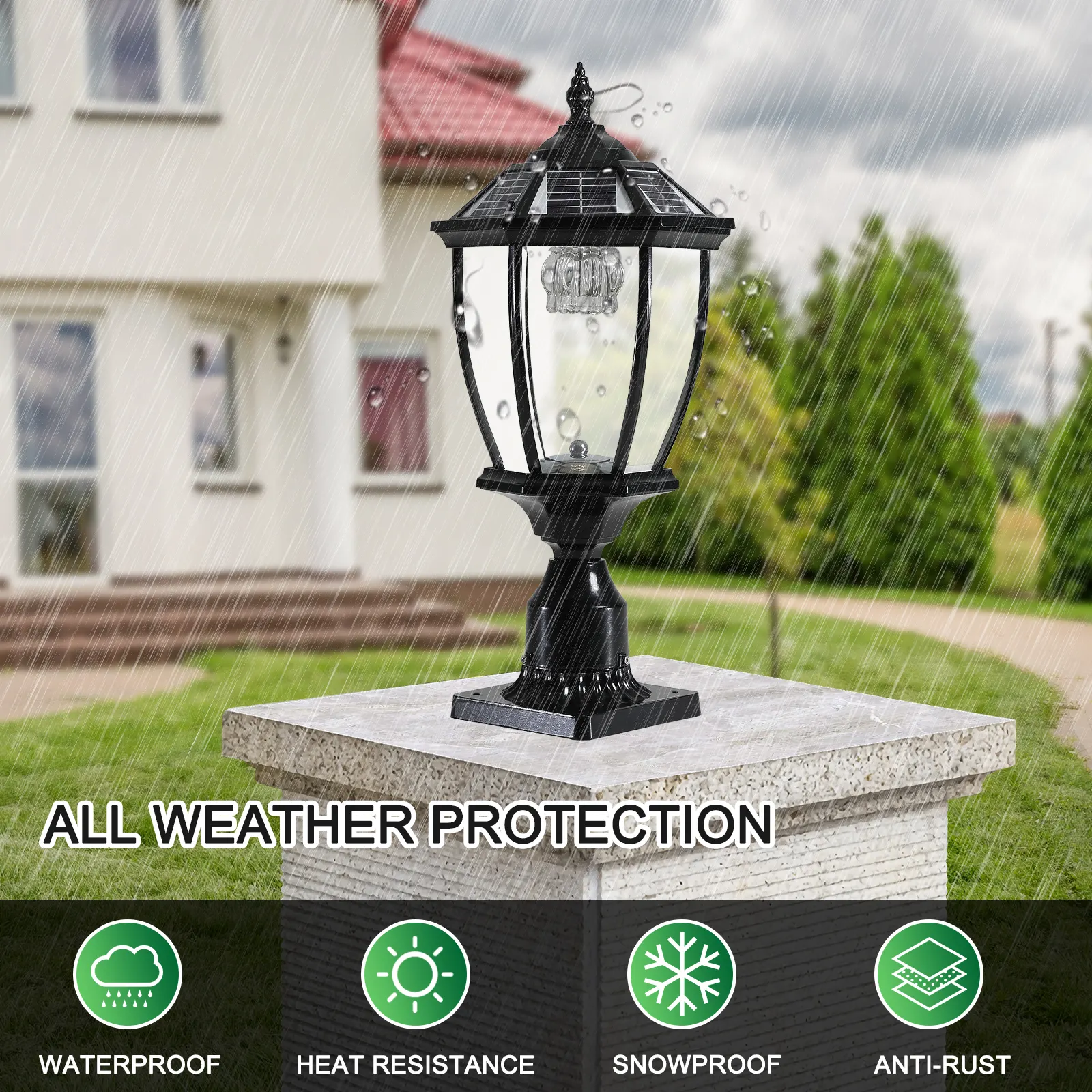 Black Glass Outdoor Lantern, 20 in · Solar, image 5 of 10