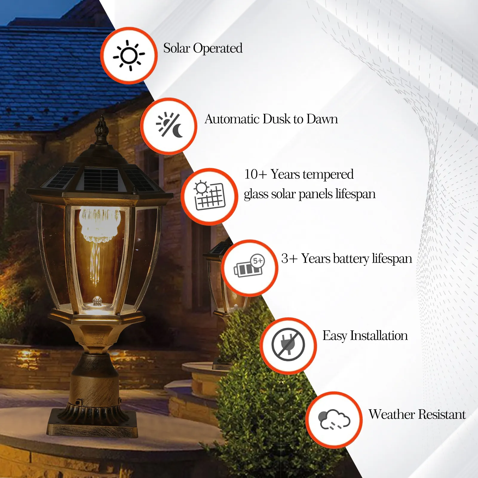 Gold Glass Outdoor Lantern, 20 in · Solar, image 6 of 9