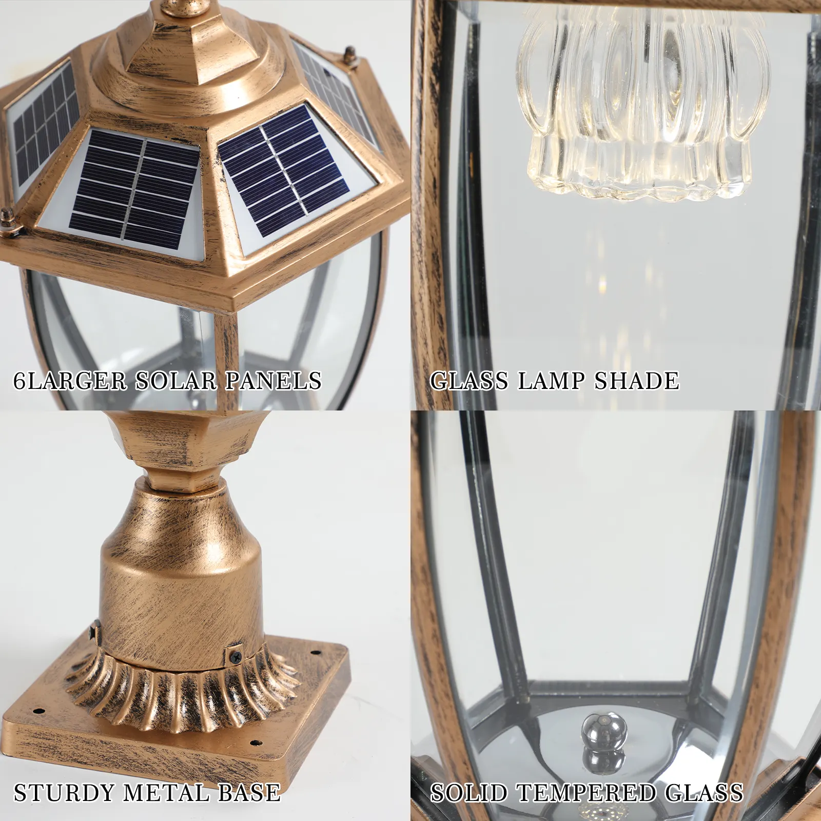 Gold Glass Outdoor Lantern, 20 in · Solar, image 7 of 9