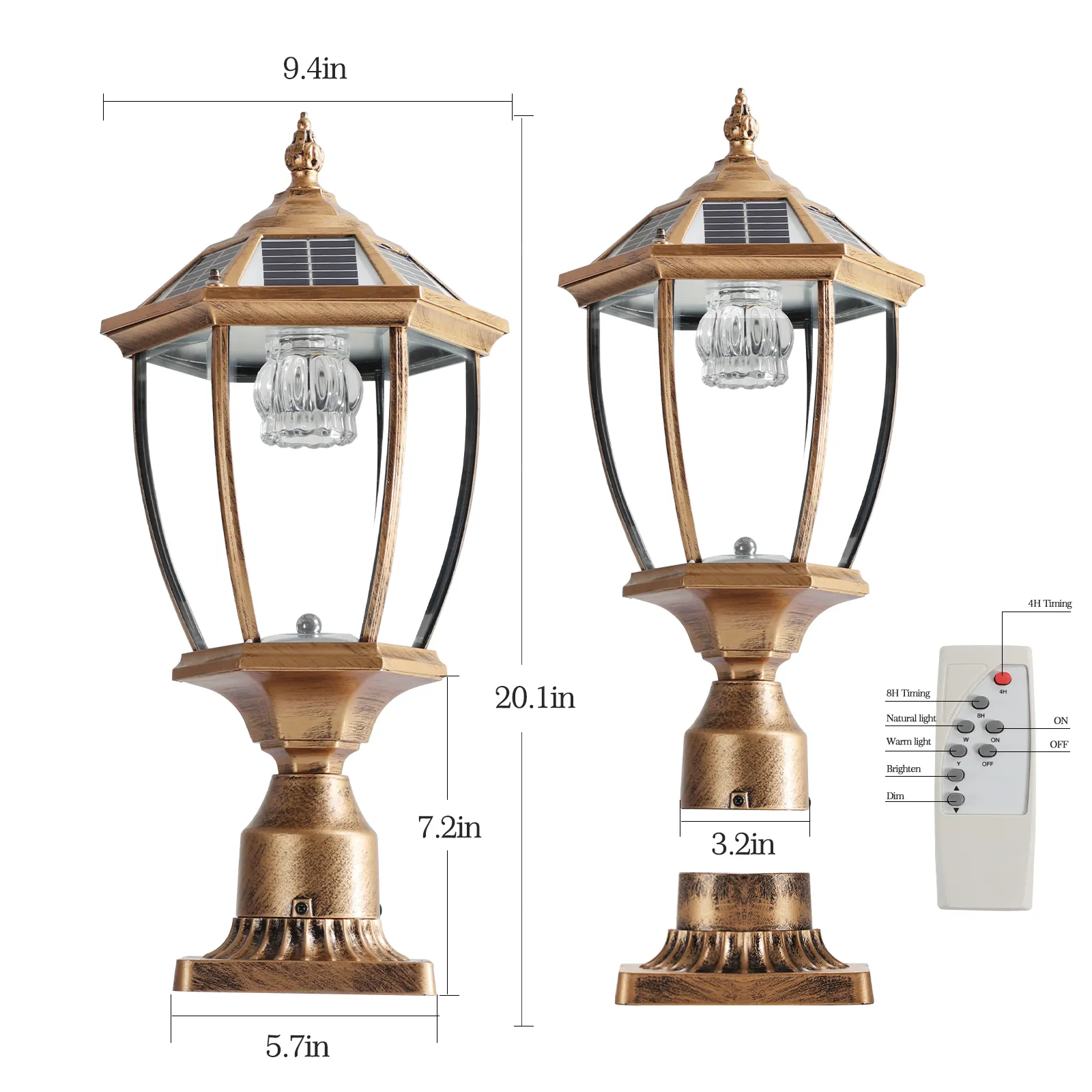 Gold Glass Outdoor Lantern, 20 in · Solar, image 9 of 9
