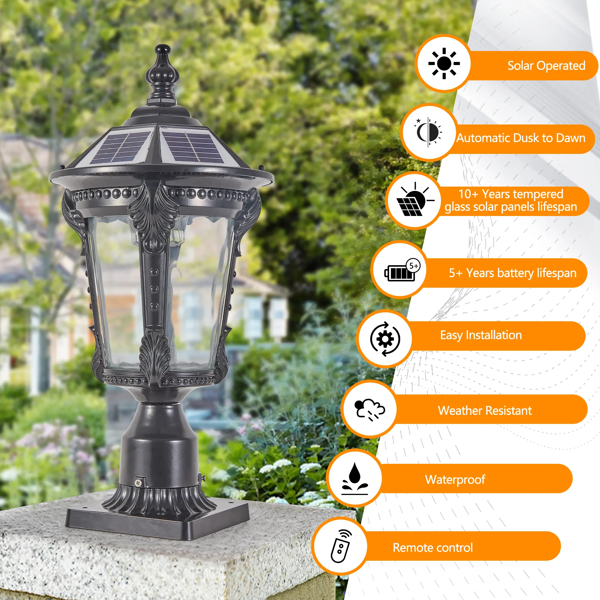 Black Outdoor Lantern, 18.5 in · Dusk-to-Dawn, image 3 of 10