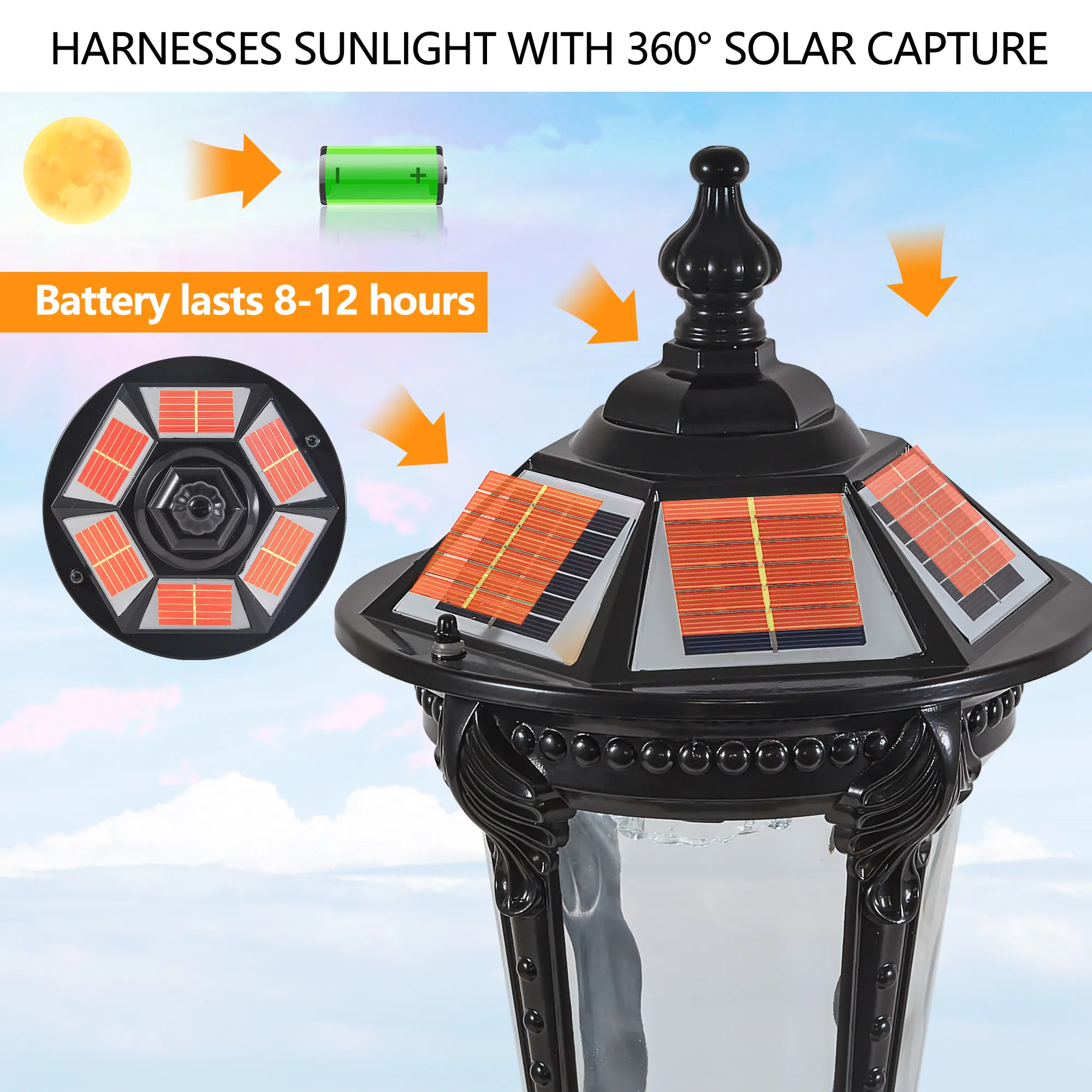 Black Outdoor Lantern, 18.5 in · Dusk-to-Dawn, image 4 of 10