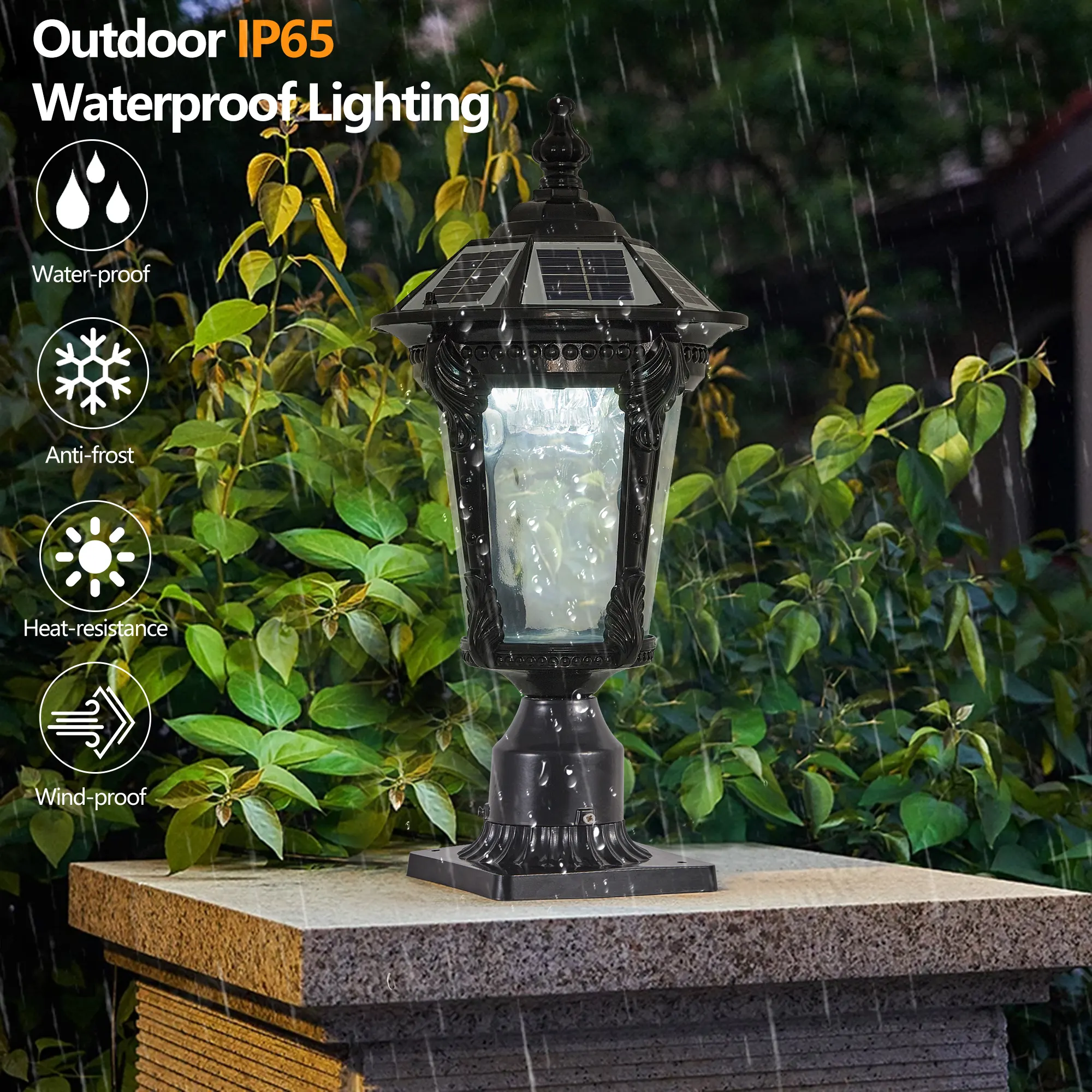Black Outdoor Lantern, 18.5 in · Dusk-to-Dawn, image 7 of 10