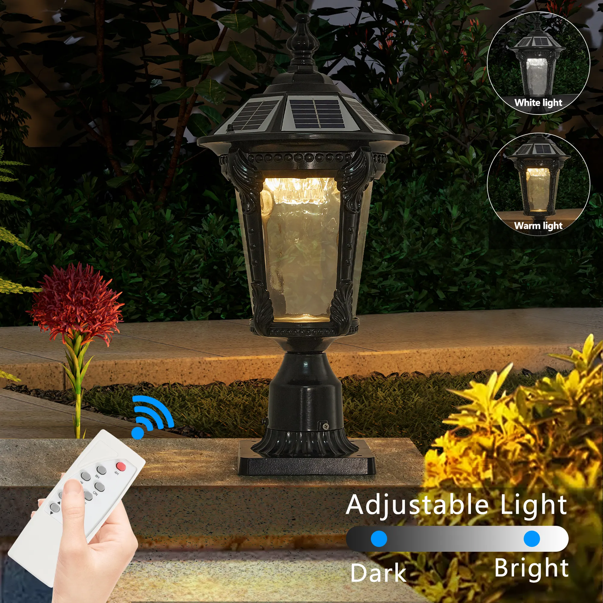 Black Outdoor Lantern, 18.5 in · Dusk-to-Dawn
