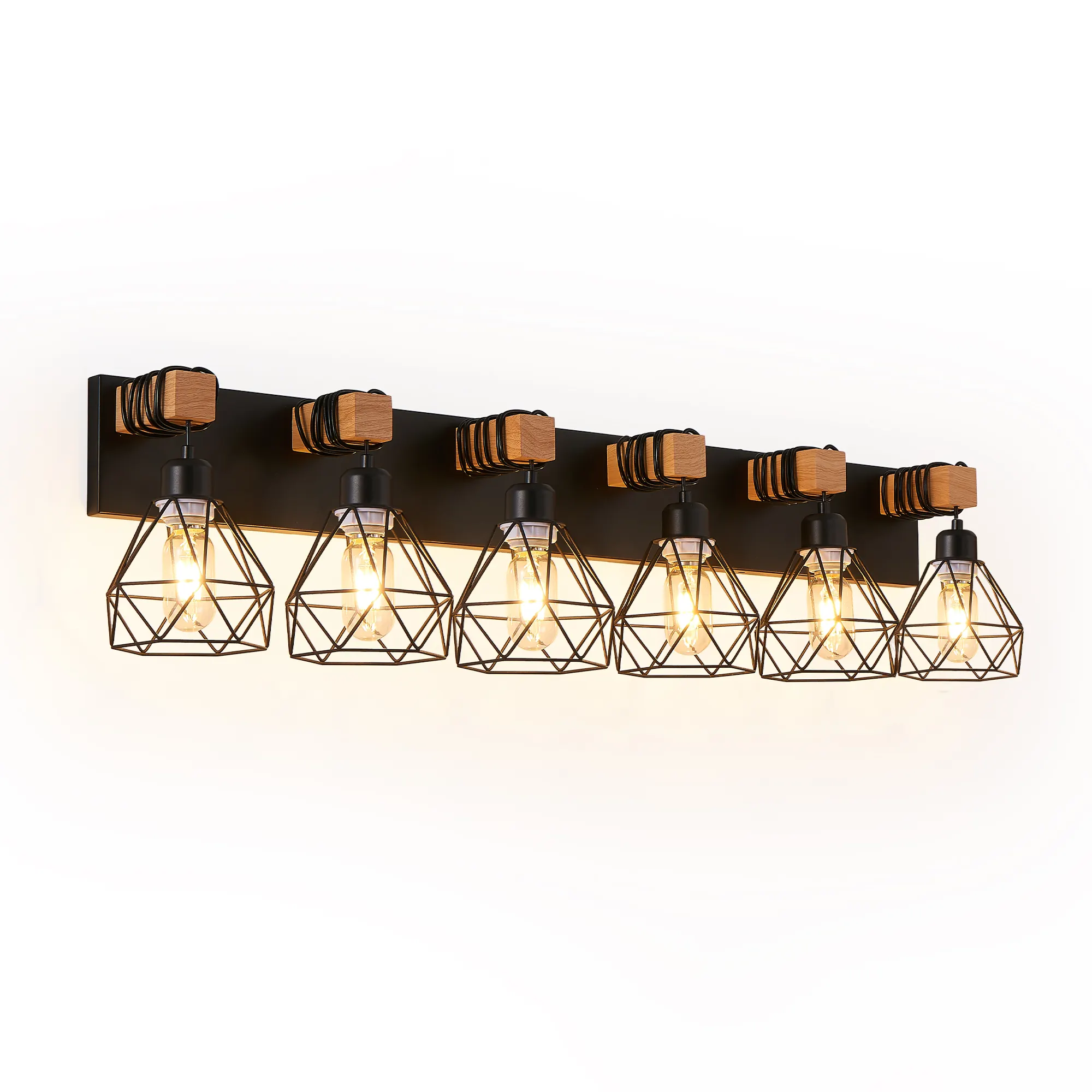 Modern Black 6-Light Vanity Light, 38 in, image 8 of 9