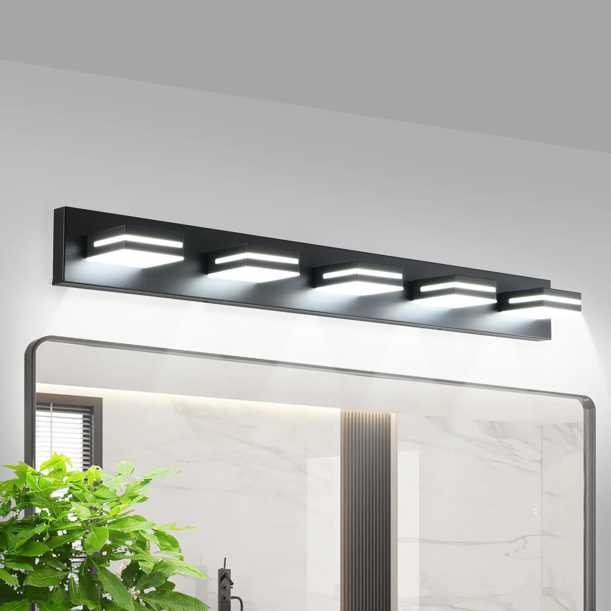 Modern Black 5-Light Vanity Light, image 3 of 10