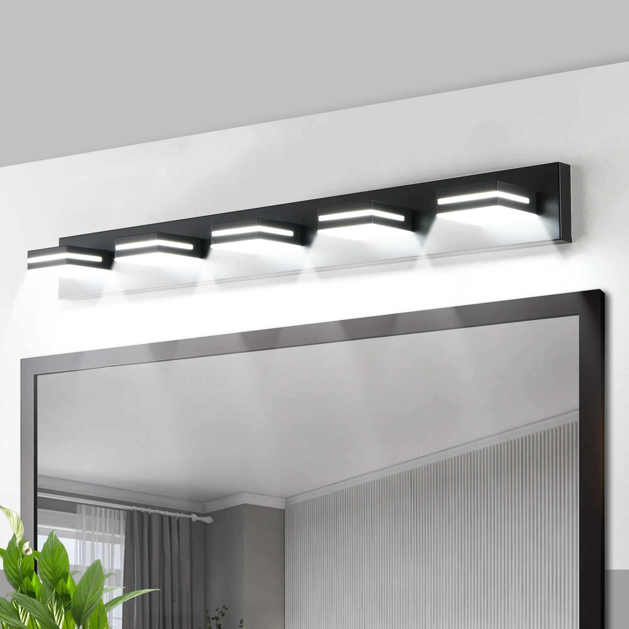 Modern Black 5-Light Vanity Light, image 4 of 10