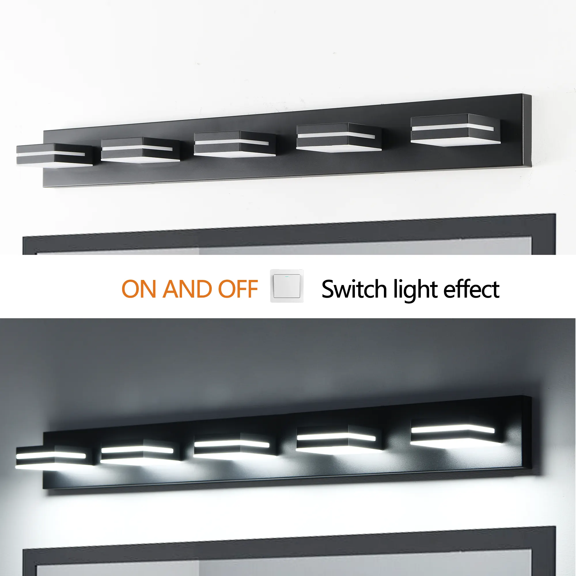 Modern Black 5-Light Vanity Light, image 10 of 10