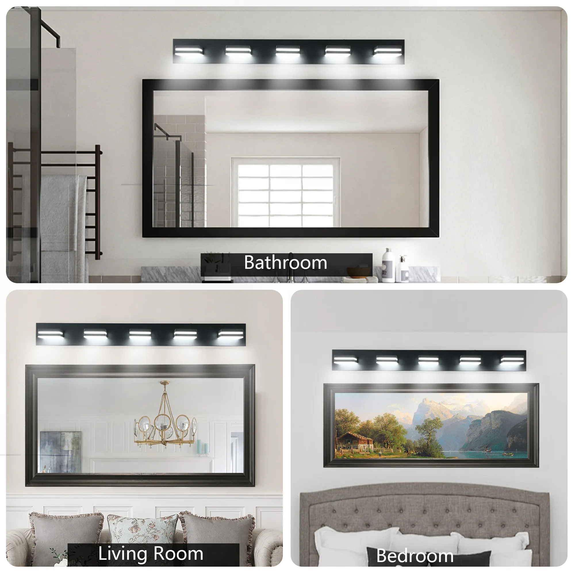 Modern Black 5-Light Vanity Light, image 6 of 10