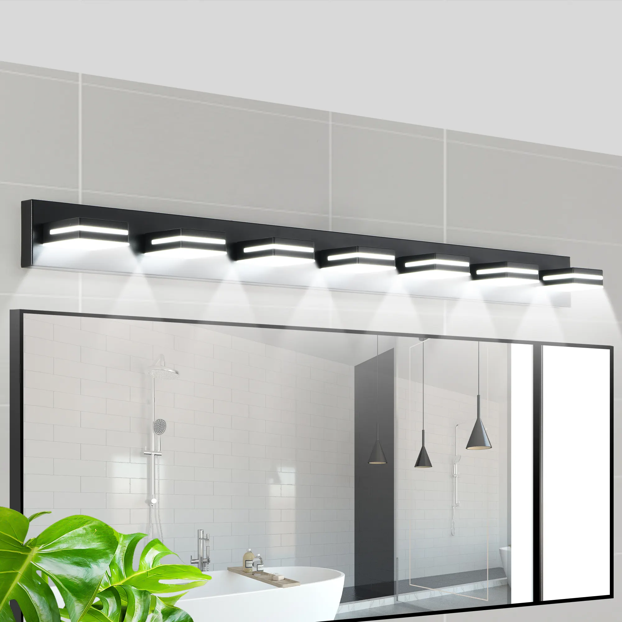 Modern Black 7-Light Vanity Light, image 2 of 10