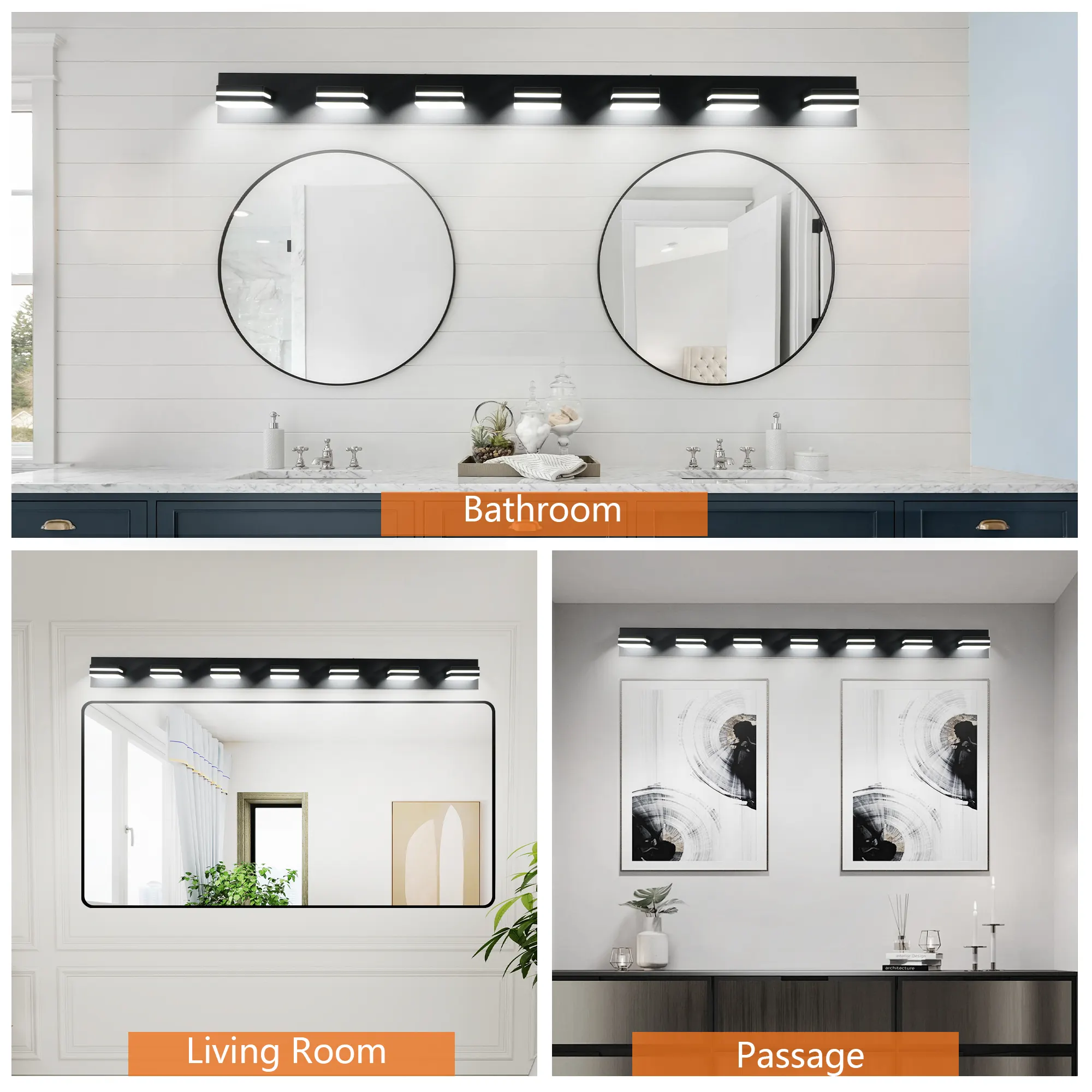 Modern Black 7-Light Vanity Light, image 5 of 10