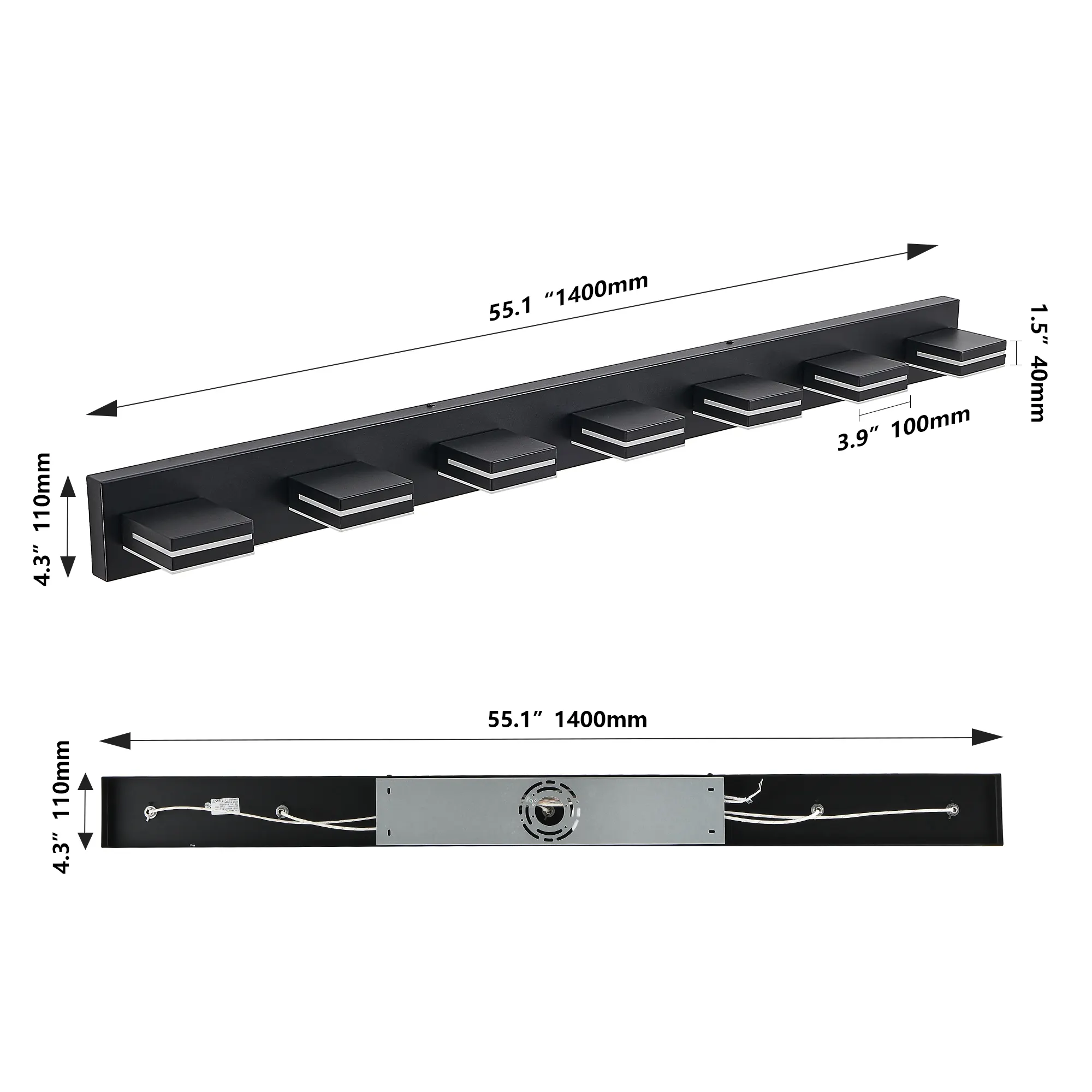 Modern Black 7-Light Vanity Light, image 8 of 10