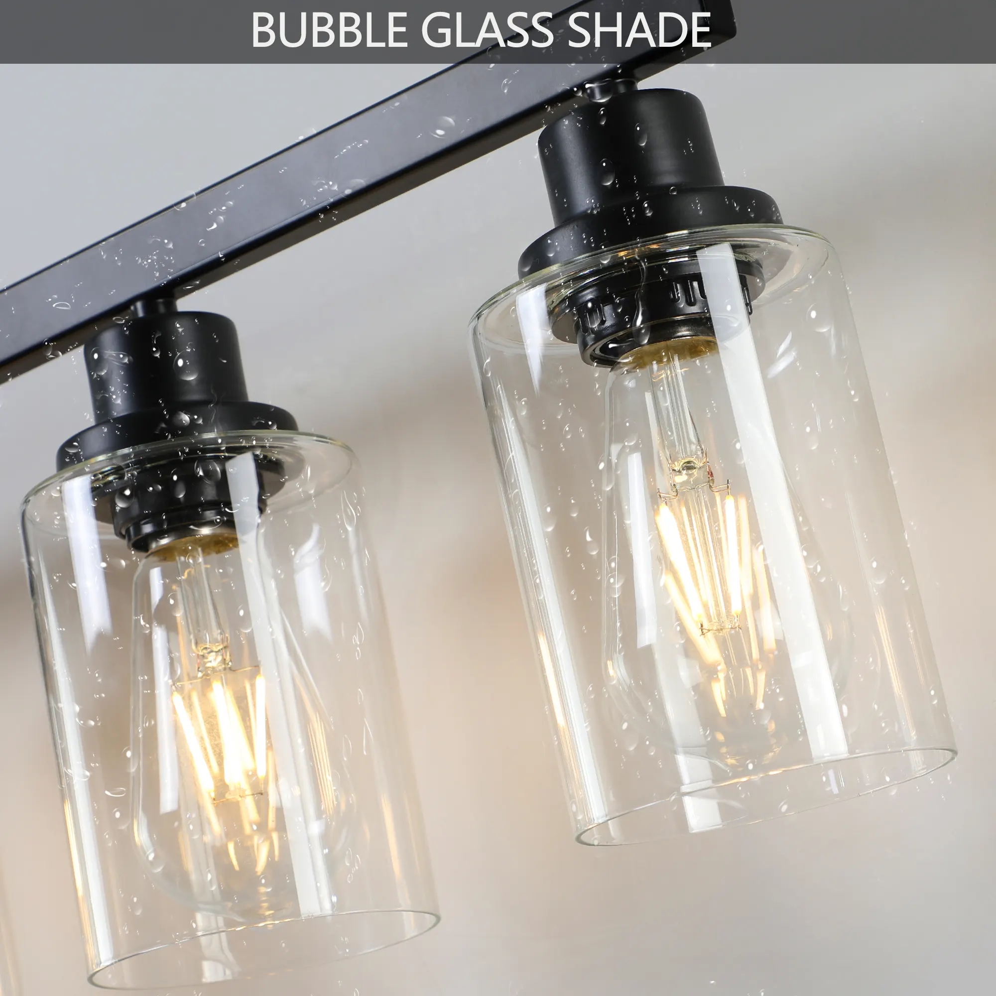 Modern Matte Black 8-Light Clear Glass Vanity Light, 51 in, image 6 of 9