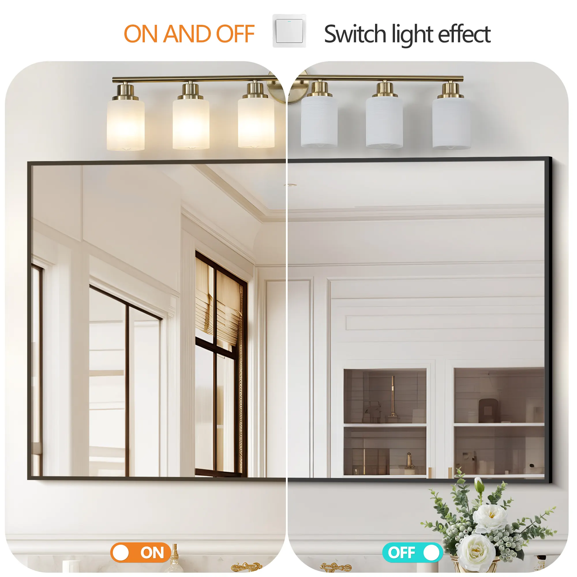 Modern Gold 6-Light Frosted Glass Vanity Light, 39 in, image 7 of 10