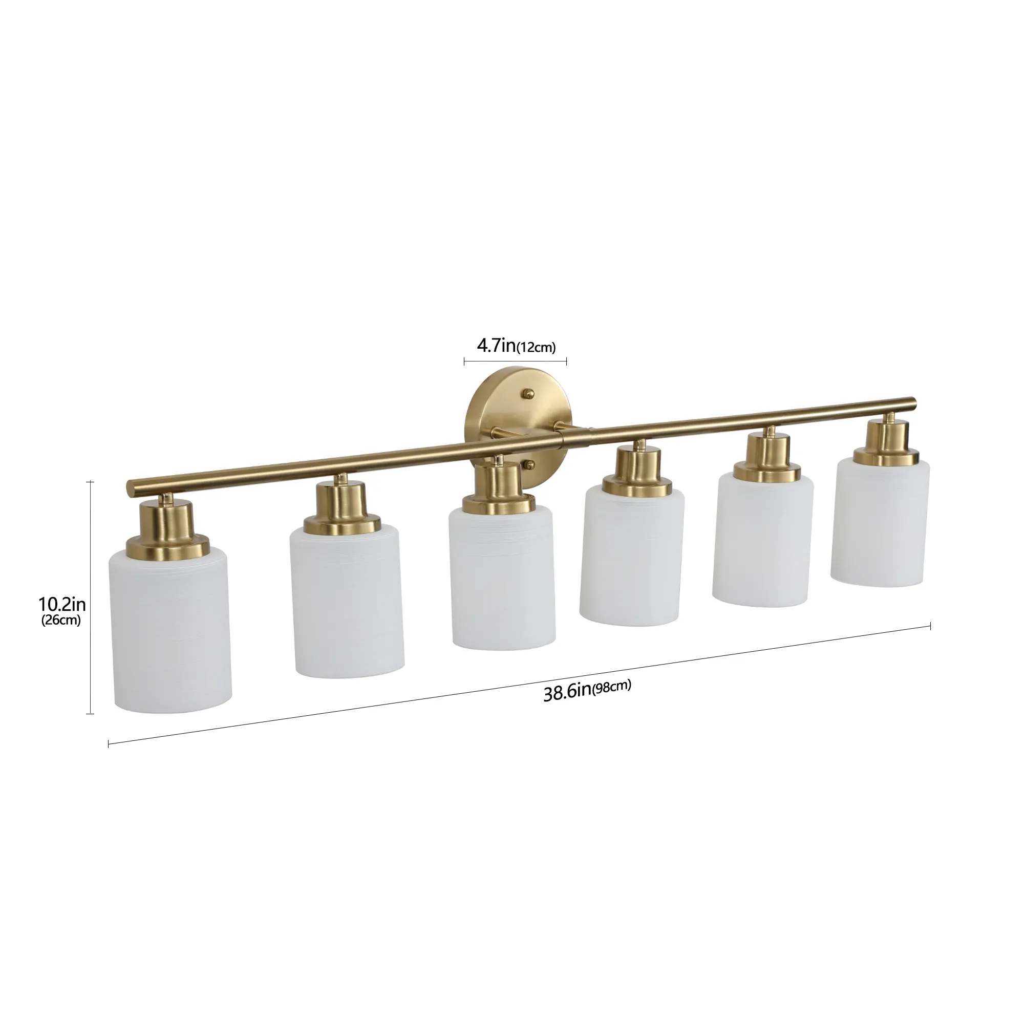 Modern Gold 6-Light Frosted Glass Vanity Light, 39 in, image 9 of 10