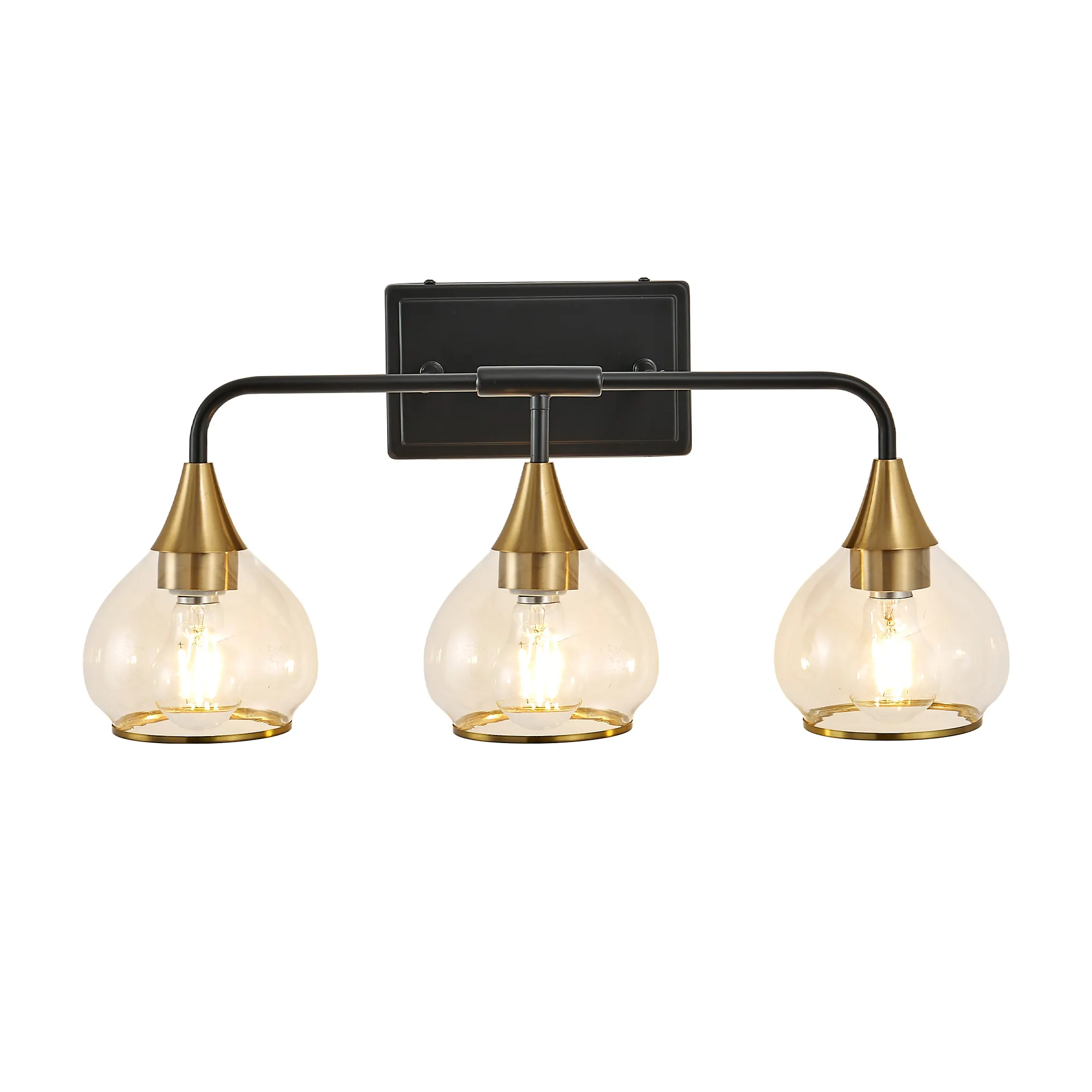 Modern Black 3-Light Clear Glass Vanity Light, 23 in, image 11 of 12