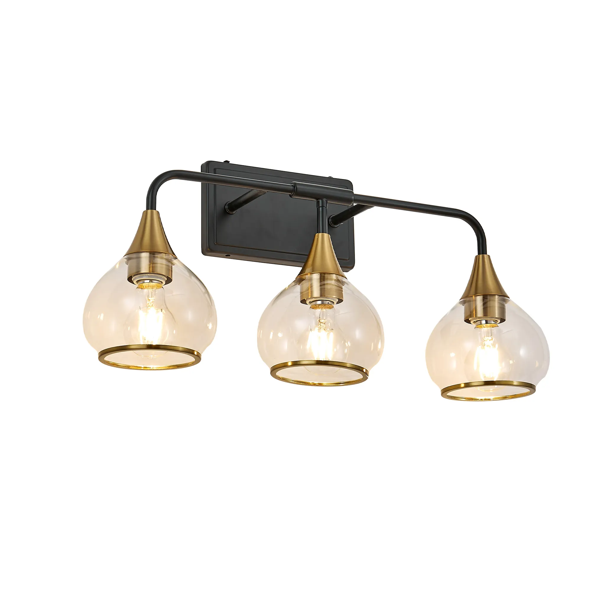 Modern Black 3-Light Clear Glass Vanity Light, 23 in, image 12 of 12