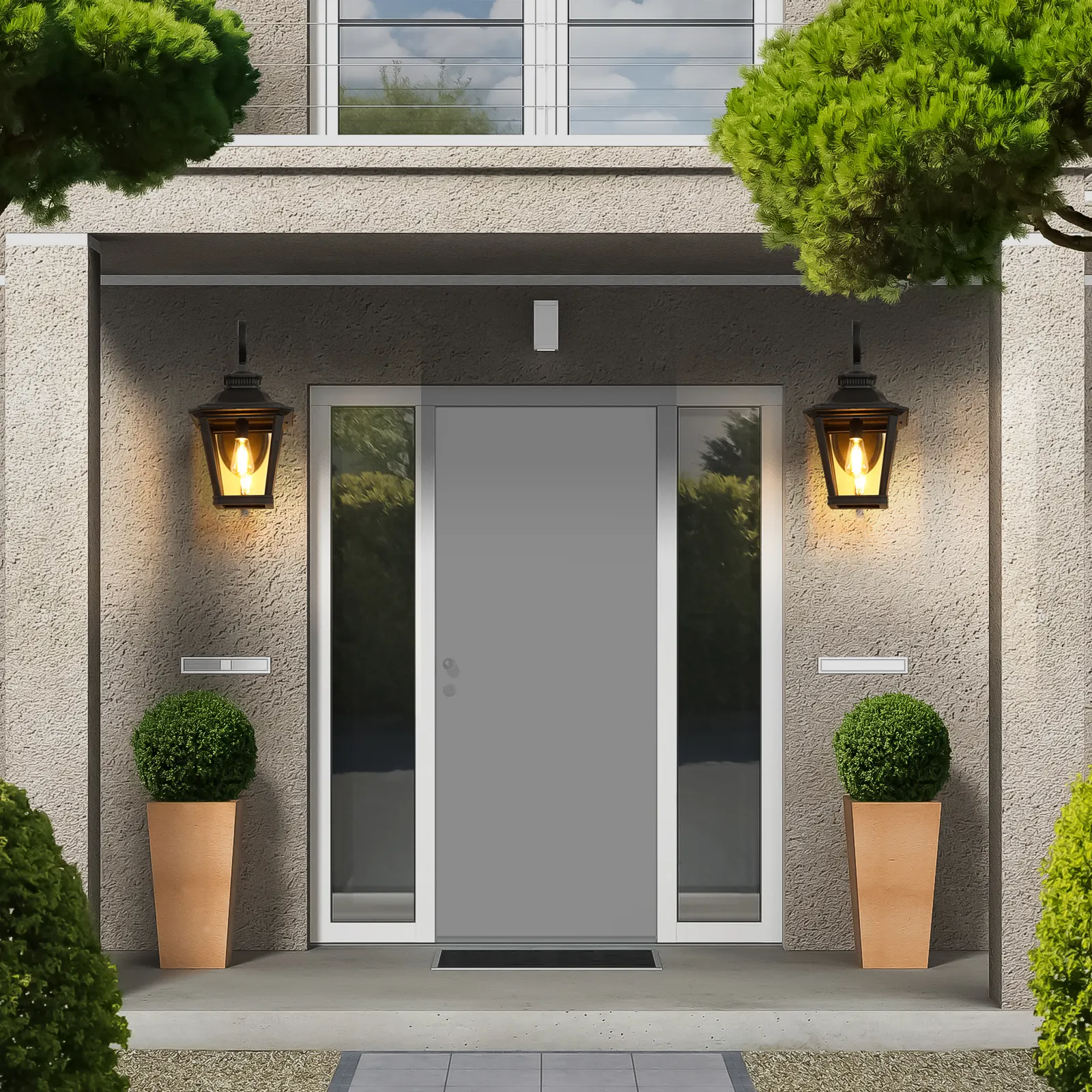 Matte Black Clear Glass Outdoor Wall Lantern, 21 in, image 5 of 12