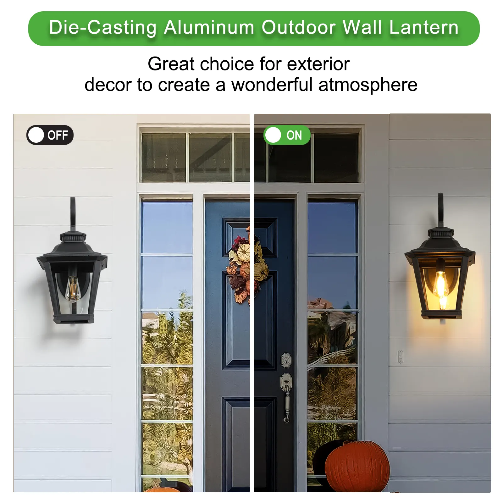Matte Black Clear Glass Outdoor Wall Lantern, 21 in, image 12 of 12