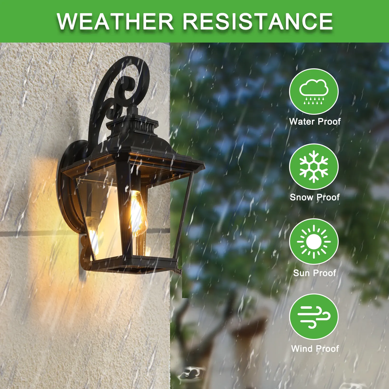 Matte Black Clear Glass Outdoor Wall Lantern, 21 in, image 7 of 12