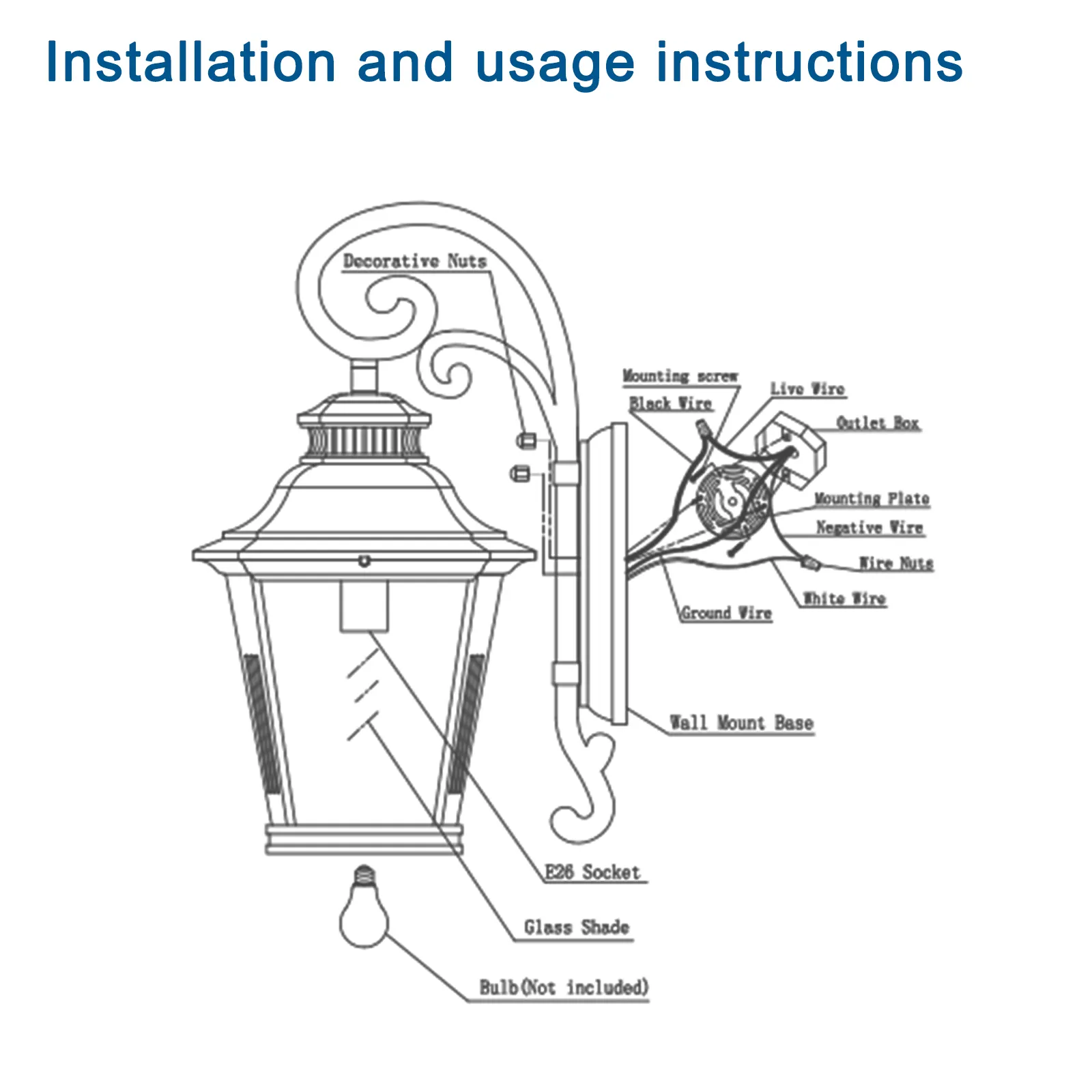Matte Black Clear Glass Outdoor Wall Lantern, 21 in, image 10 of 12