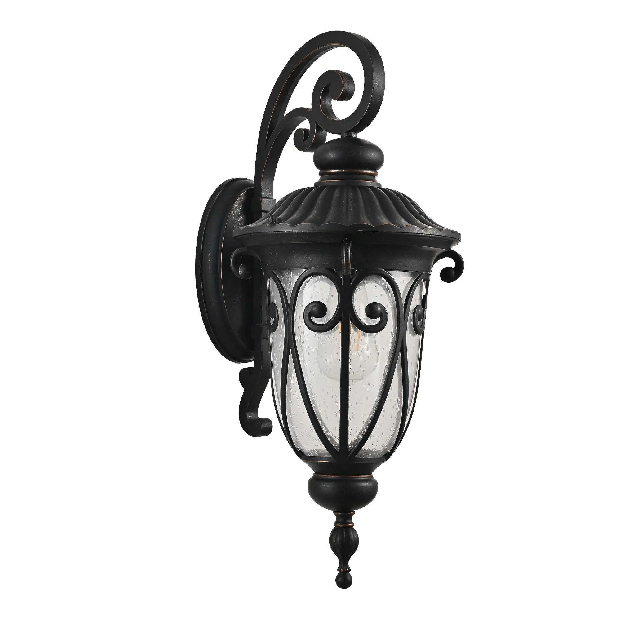 Black Glass Outdoor Wall Lantern, 23 in, image 10 of 10