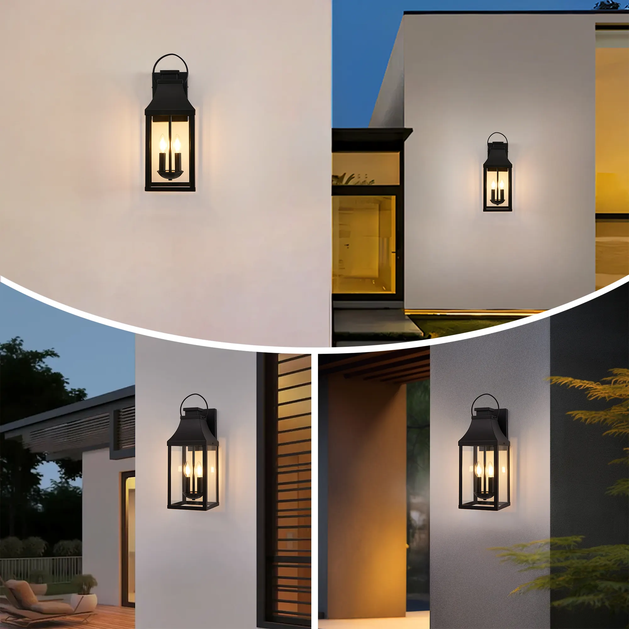 Modern Black 2-Light Outdoor Wall Lantern, 20 in, image 2 of 9