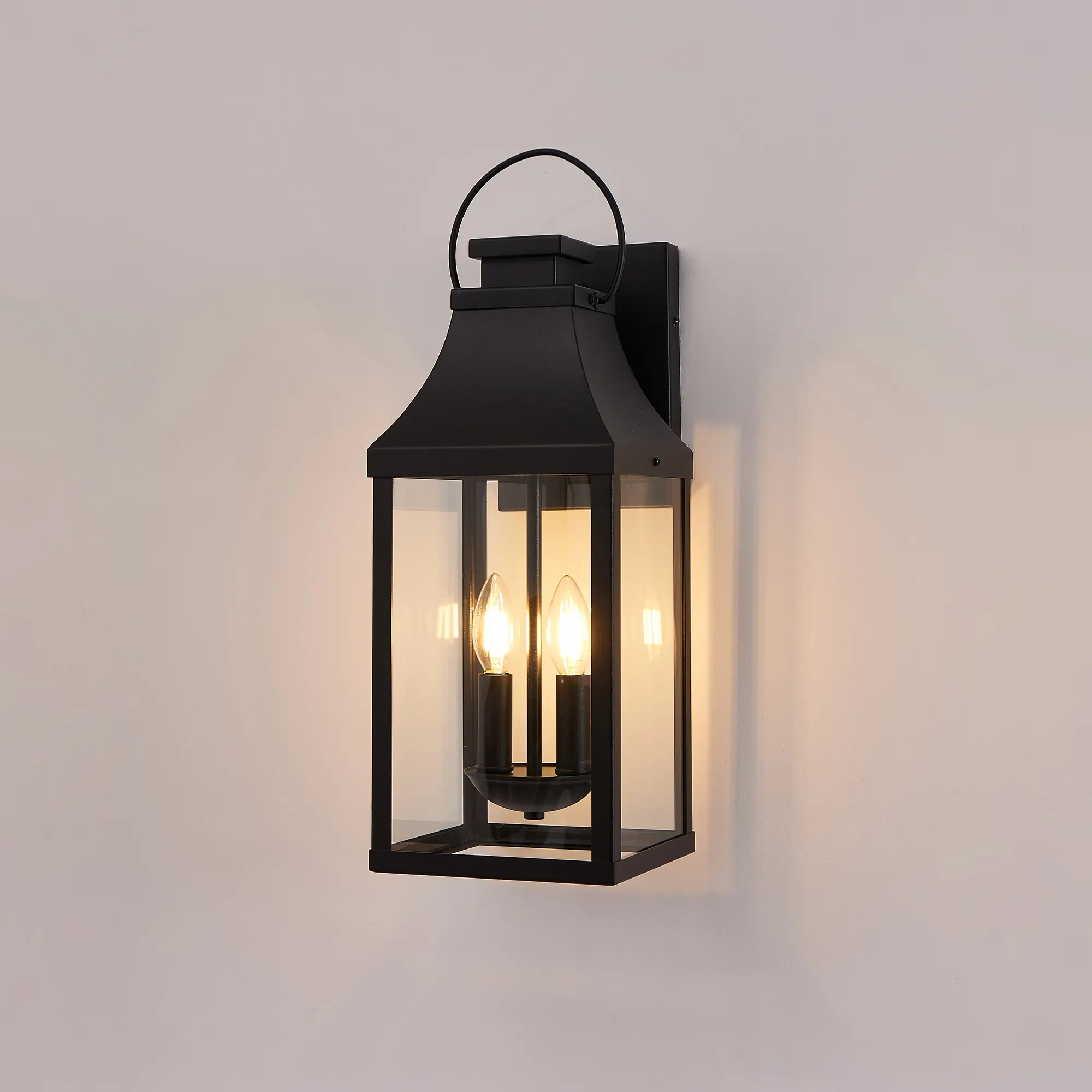 Modern Black 2-Light Outdoor Wall Lantern, 20 in, image 9 of 9