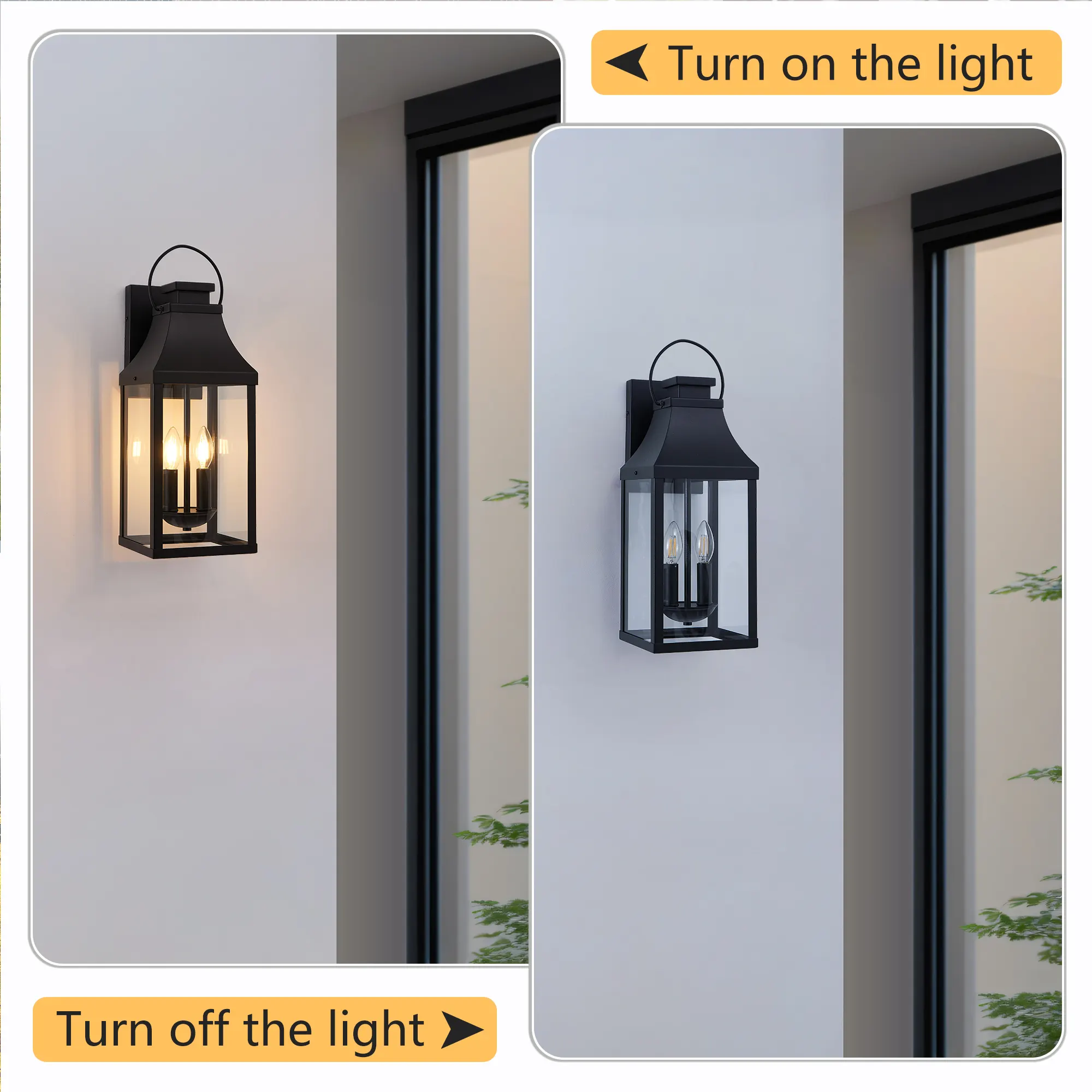 Modern Black 2-Light Outdoor Wall Lantern, 20 in, image 5 of 9