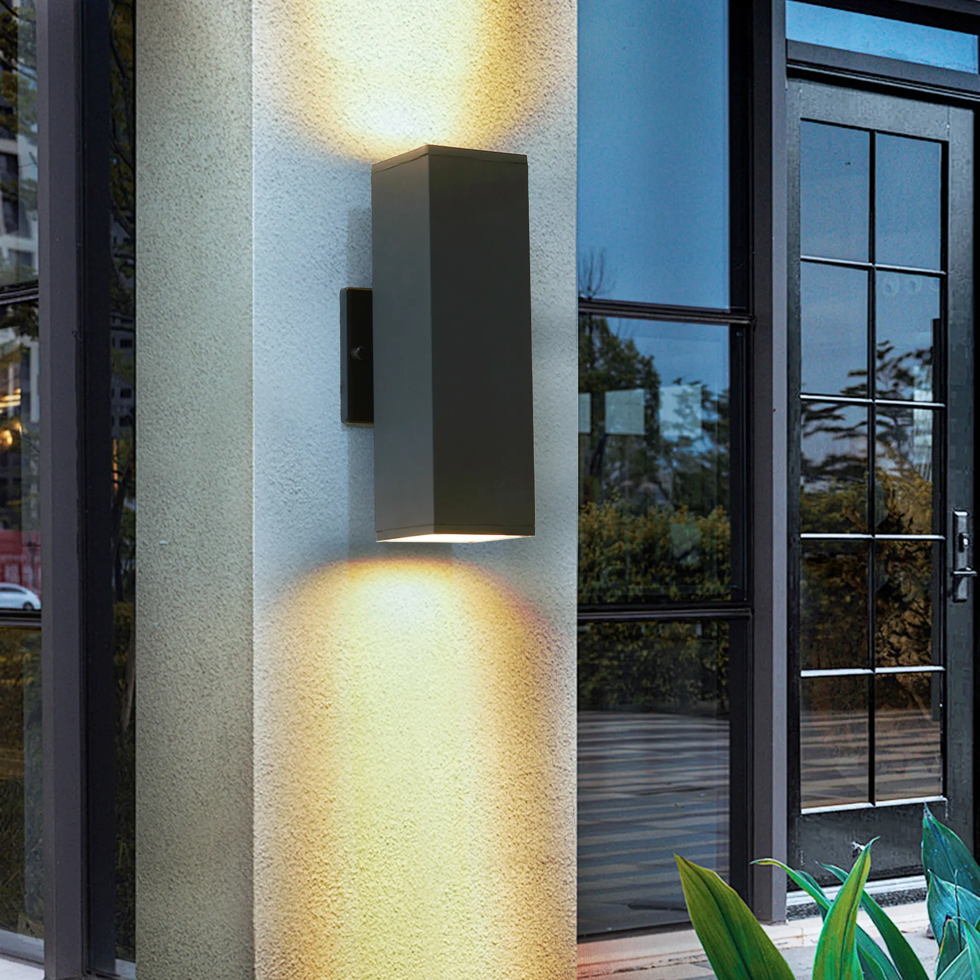 Modern Matte Black Outdoor Wall Light (2-Pack), image 4 of 11