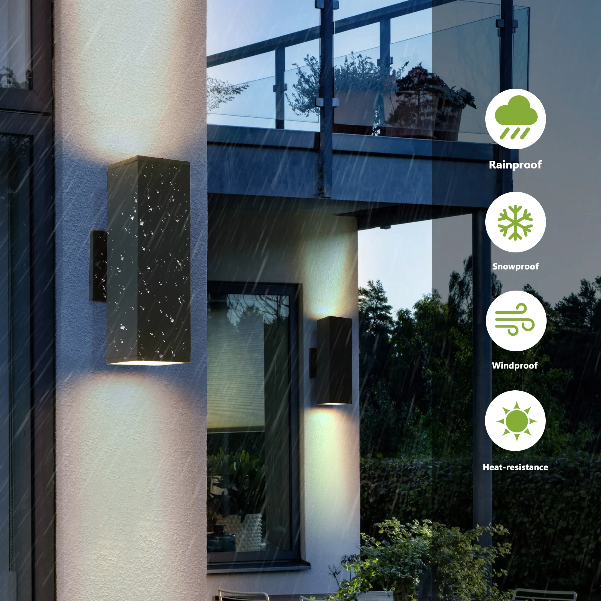 Modern Matte Black Outdoor Wall Light (2-Pack), image 6 of 11