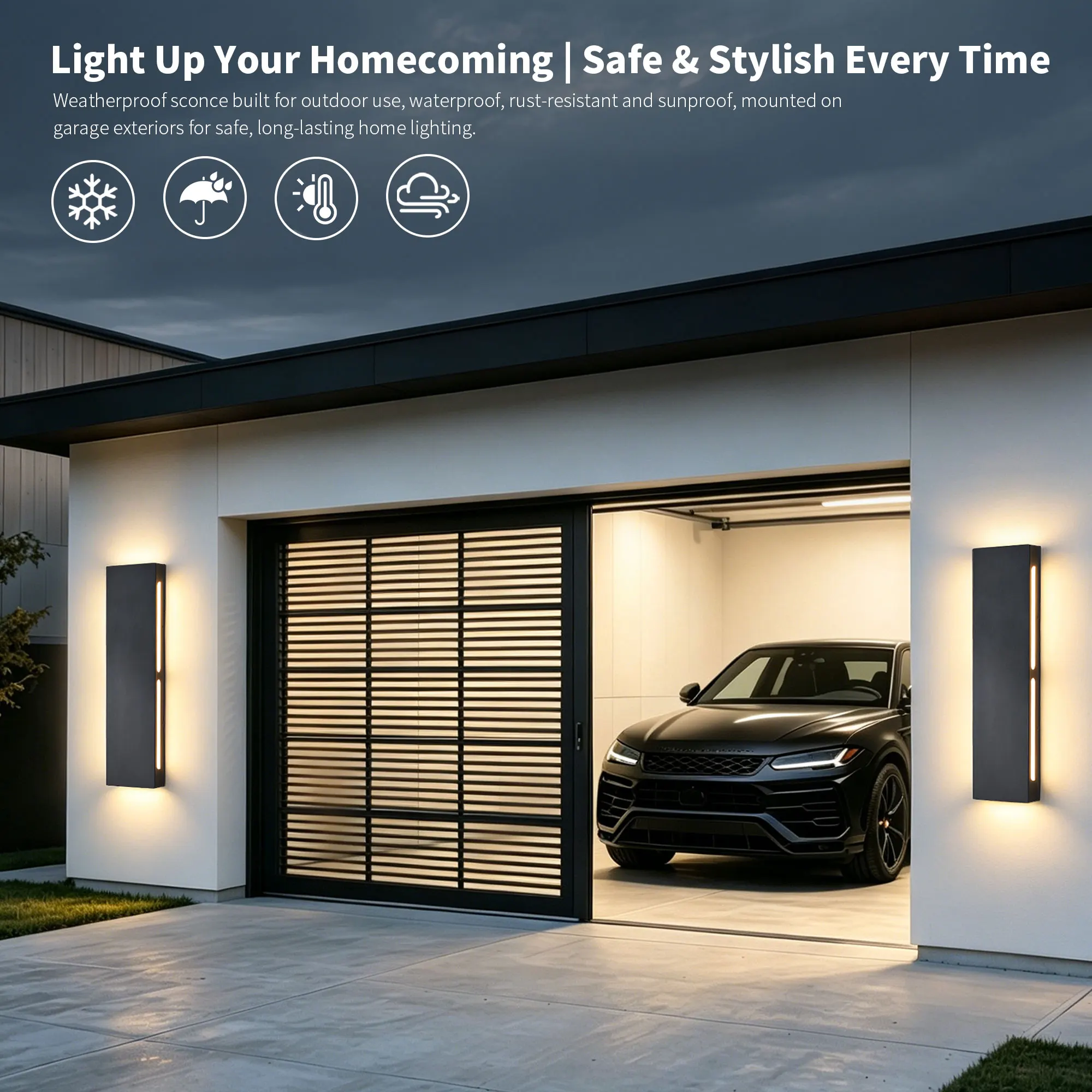 Black Outdoor Wall Light, 23.6 in · Integrated LED (2-Pack), image 4 of 10