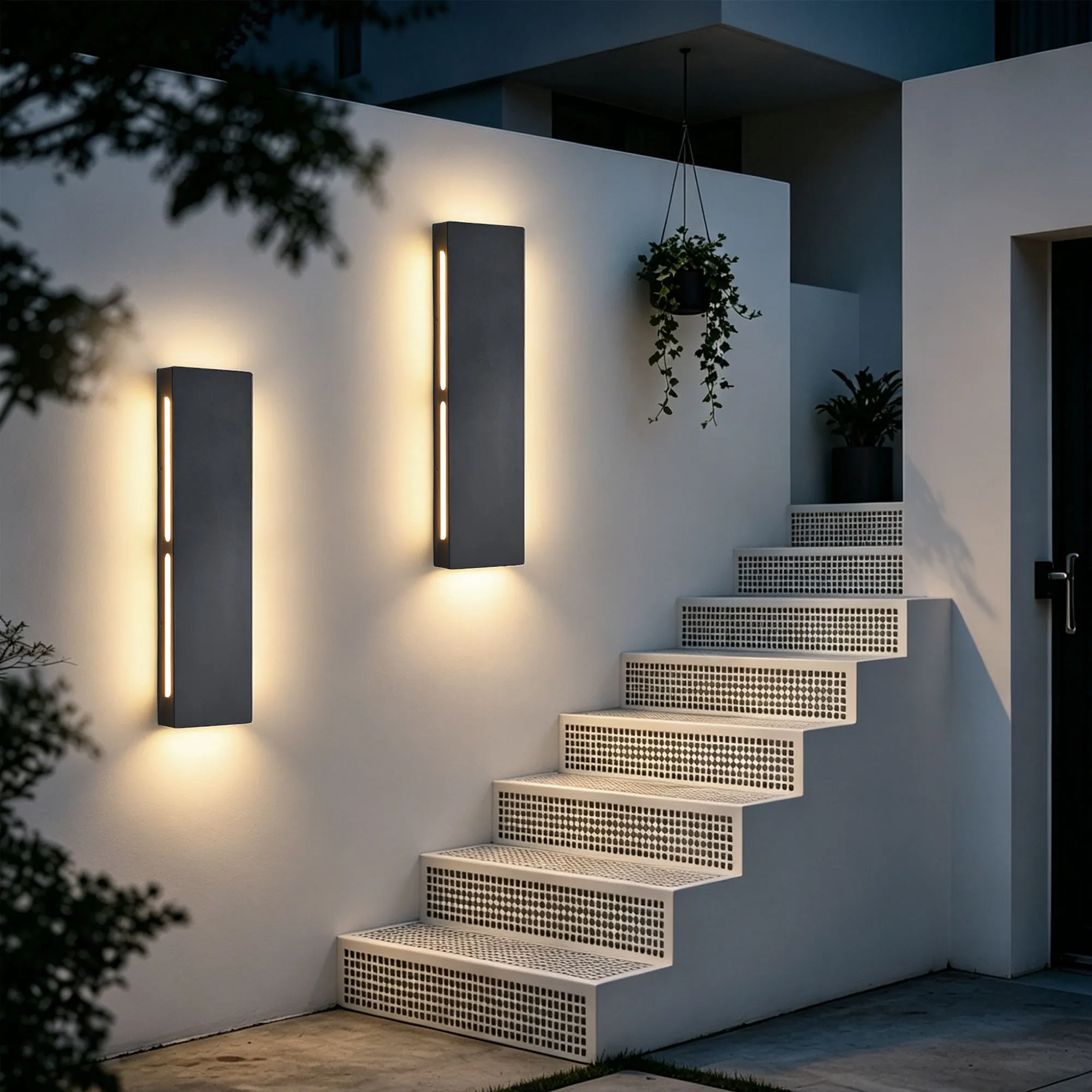 Black Outdoor Wall Light, 23.6 in · Integrated LED (2-Pack)