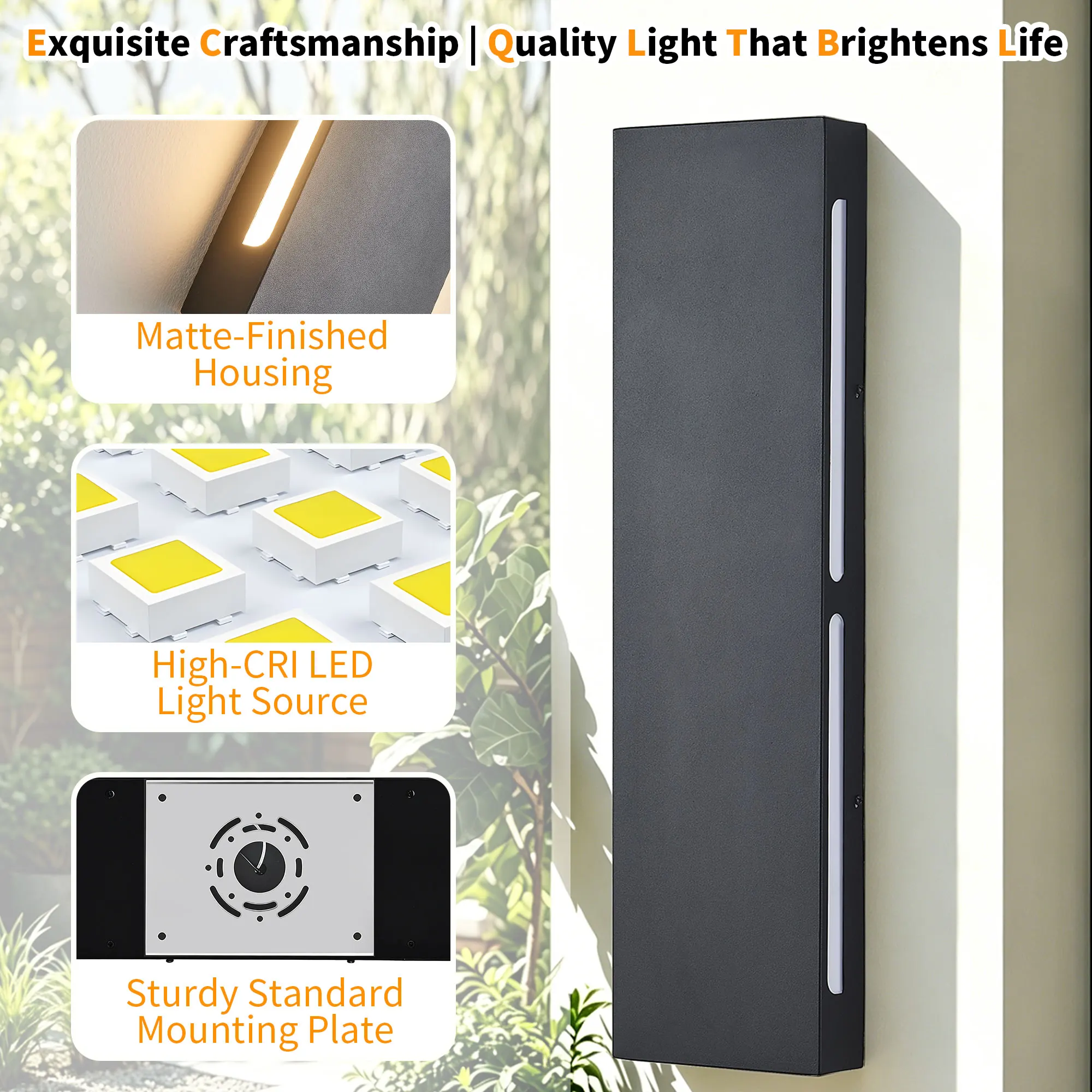 Black Outdoor Wall Light, 23.6 in · Integrated LED (2-Pack), image 6 of 10