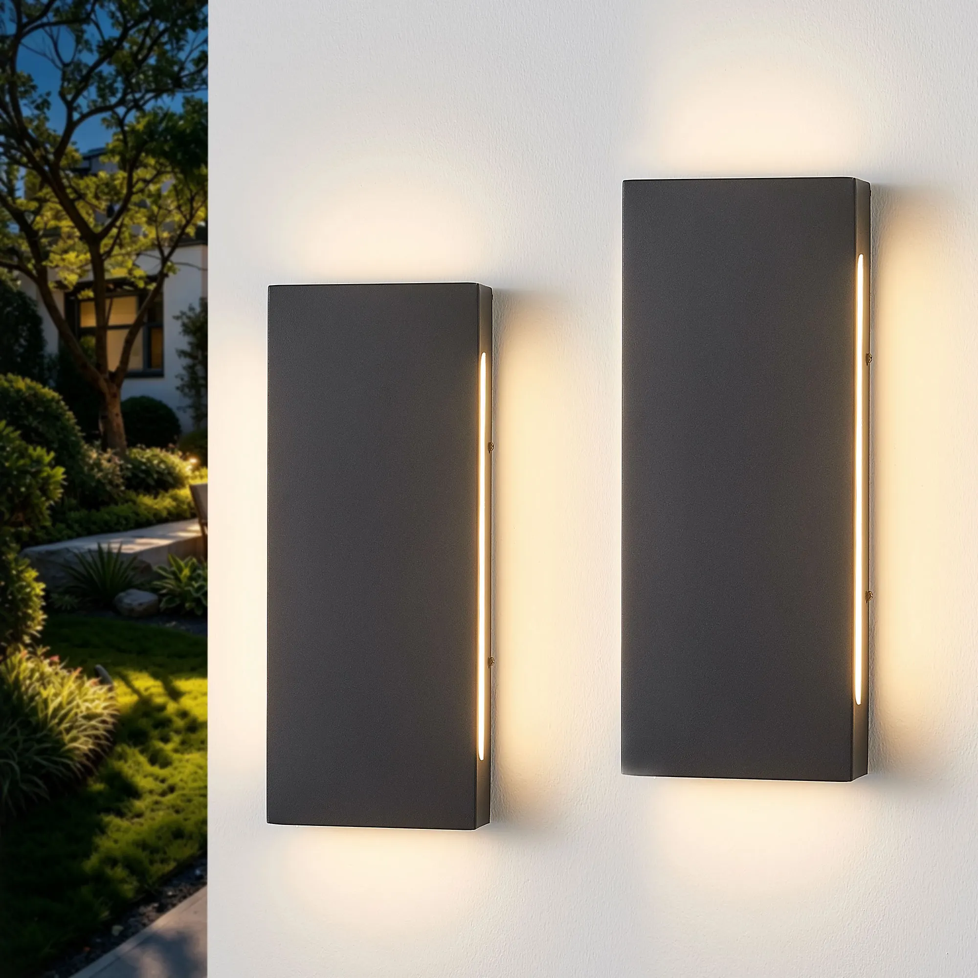 Black Outdoor Wall Light, 15.74 in · Integrated LED (2-Pack), image 2 of 10