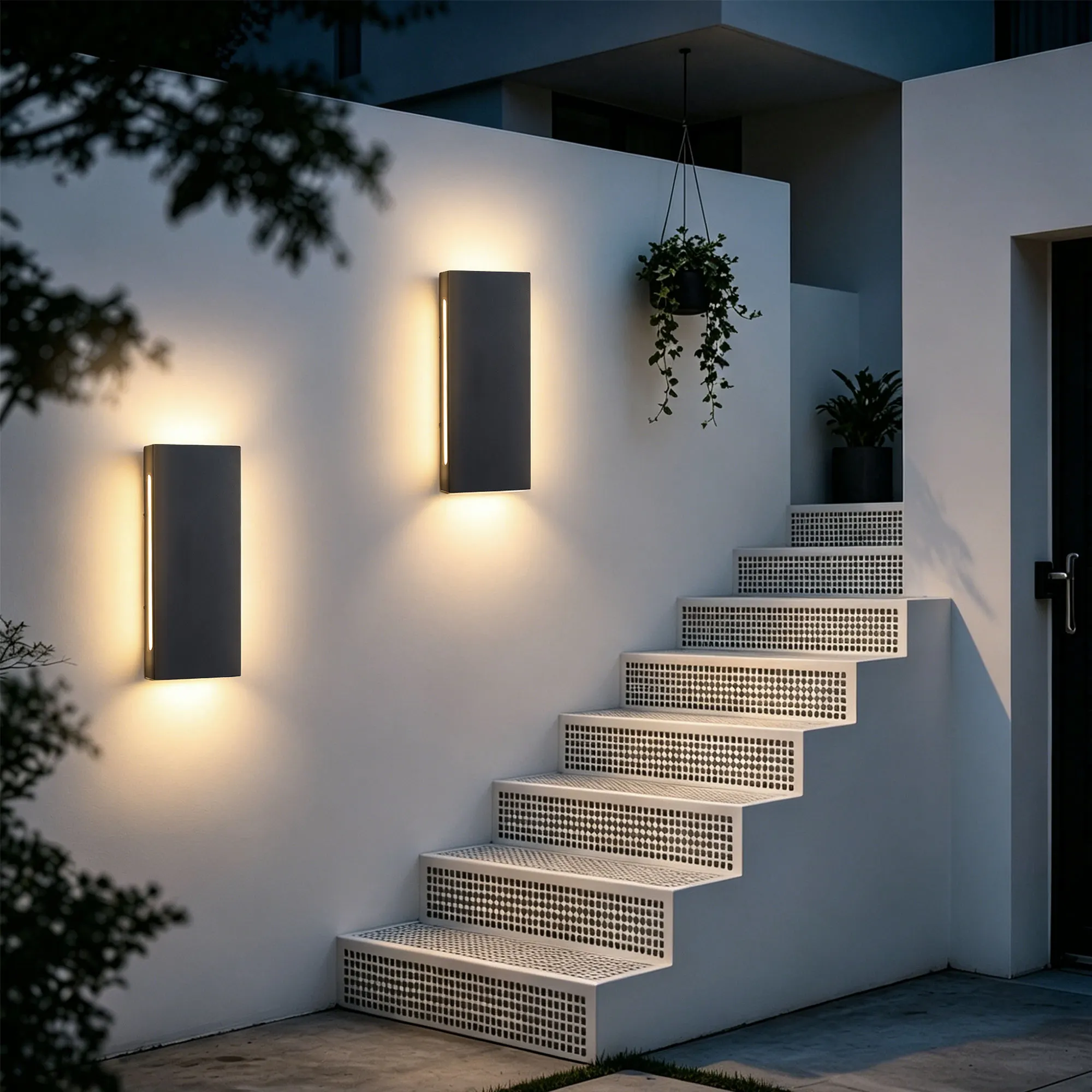Black Outdoor Wall Light, 15.74 in · Integrated LED (2-Pack)