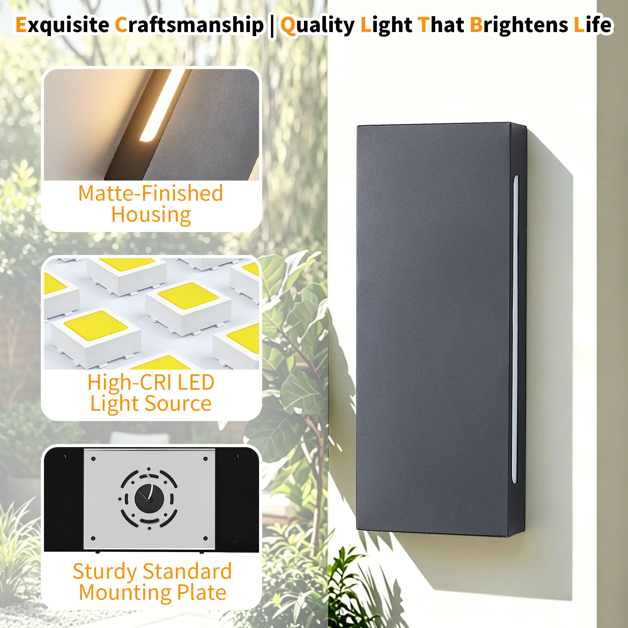Black Outdoor Wall Light, 15.74 in · Integrated LED (2-Pack), image 5 of 10