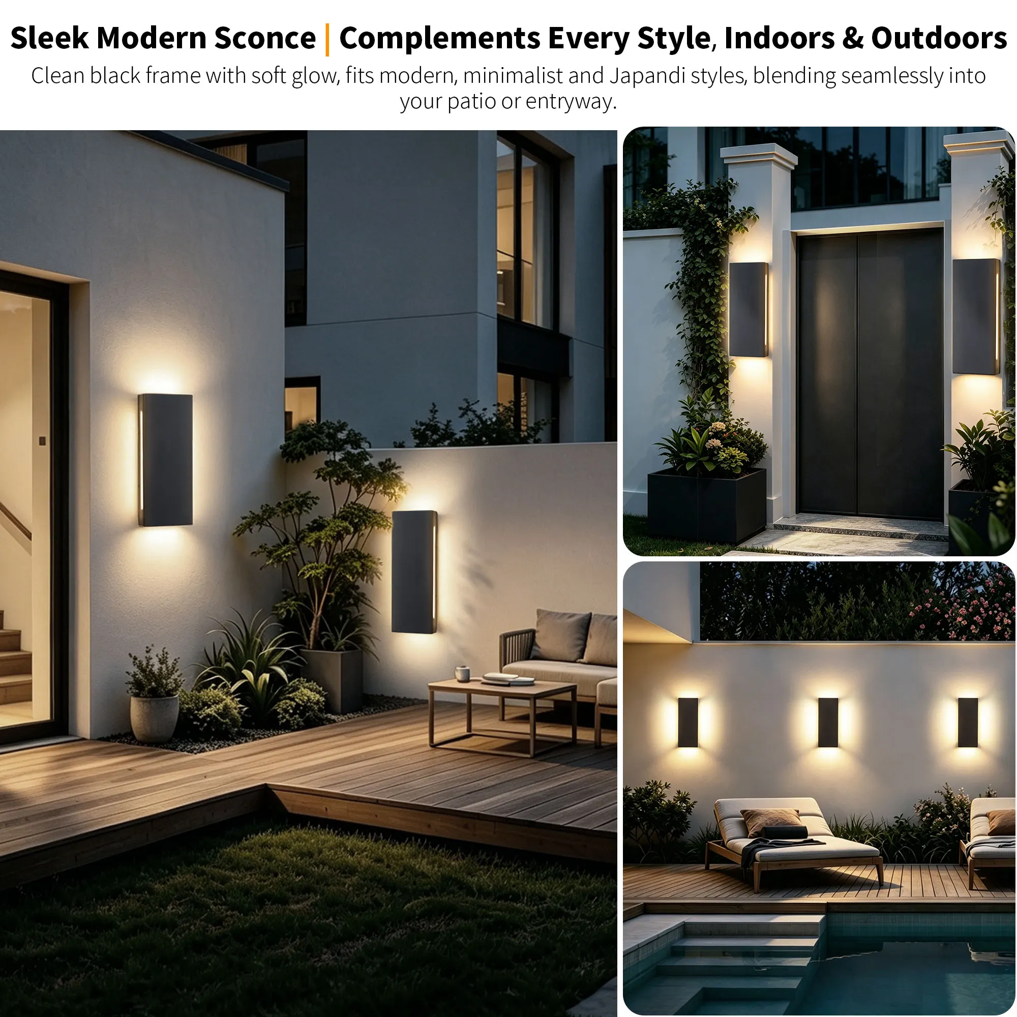 Black Outdoor Wall Light, 15.74 in · Integrated LED (2-Pack), image 7 of 10