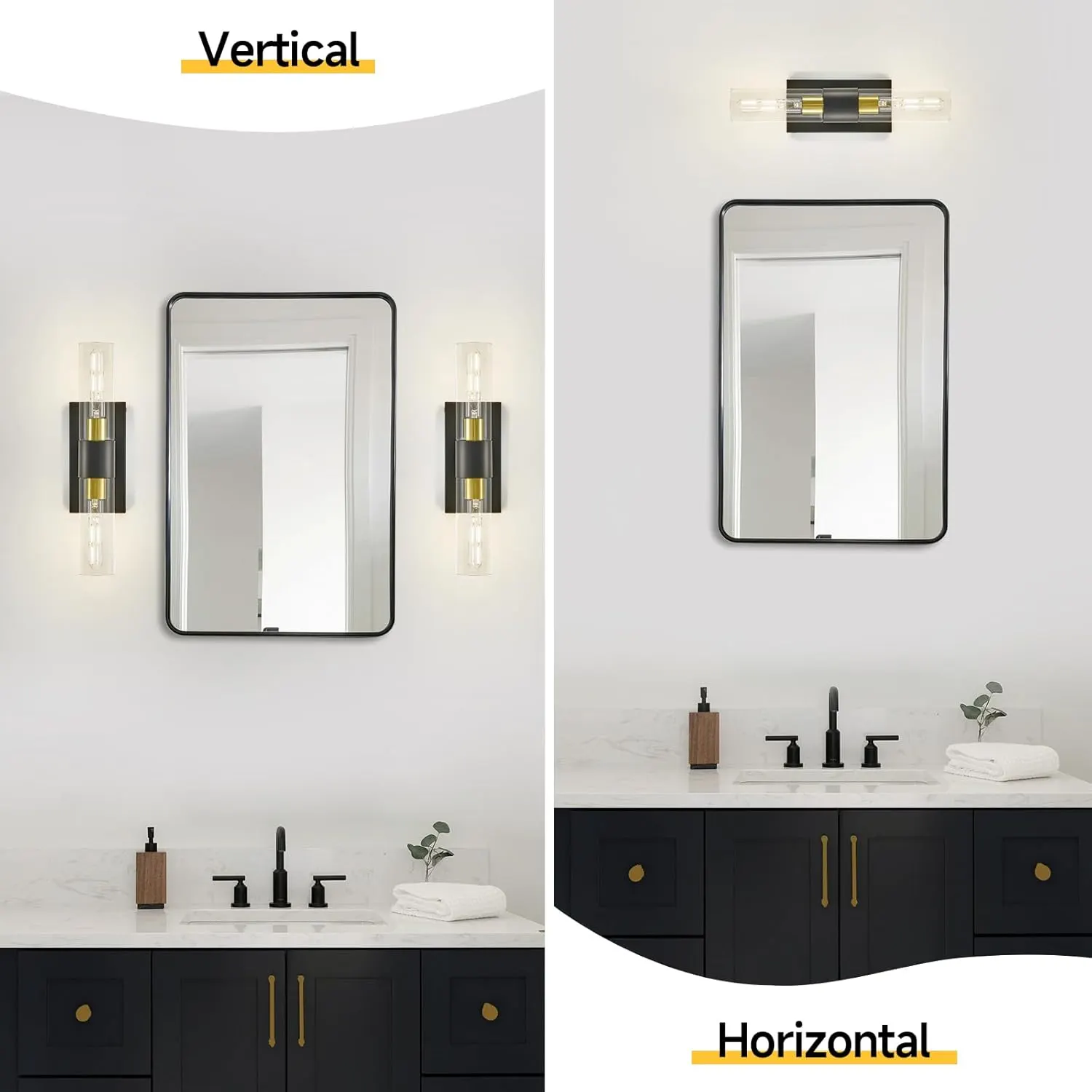 Modern Gold Clear Glass Wall Sconce (2-Pack), image 3 of 9