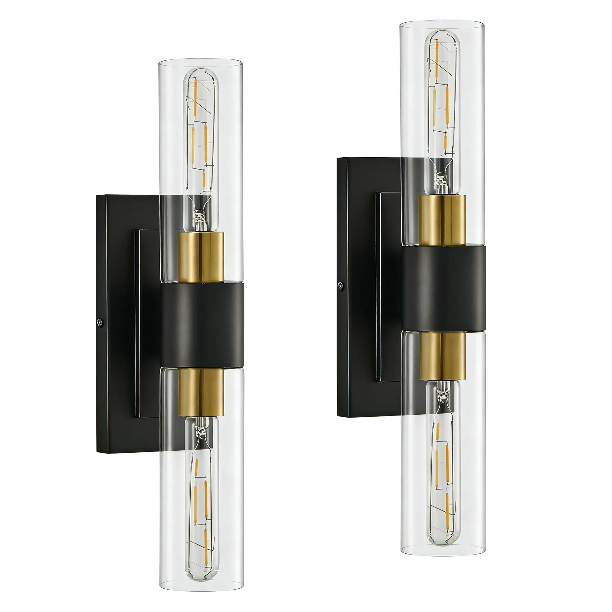 Modern Gold Clear Glass Wall Sconce (2-Pack), image 9 of 9
