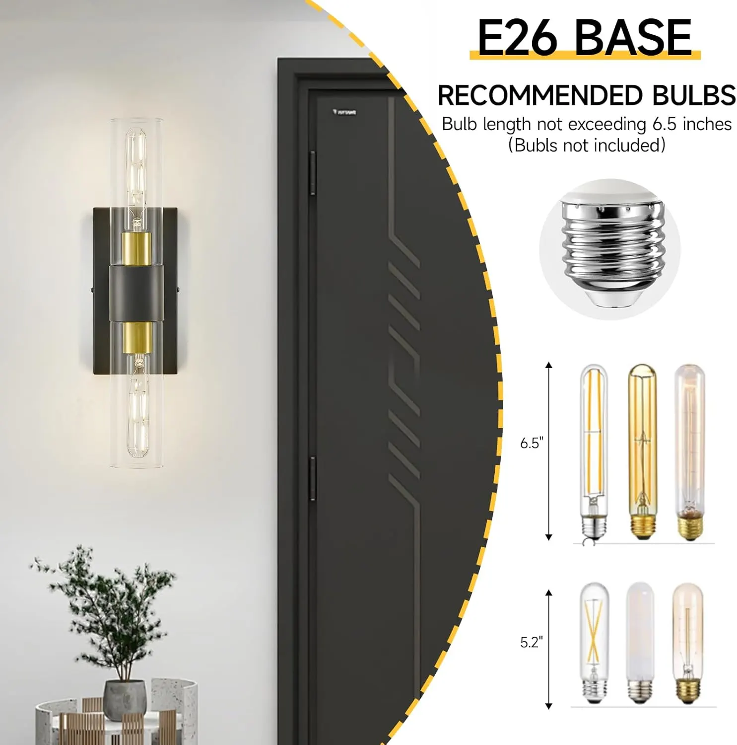 Modern Gold Clear Glass Wall Sconce (2-Pack), image 6 of 9