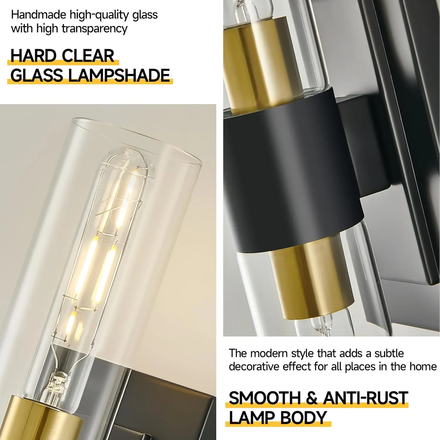 Modern Gold Clear Glass Wall Sconce (2-Pack), image 7 of 9